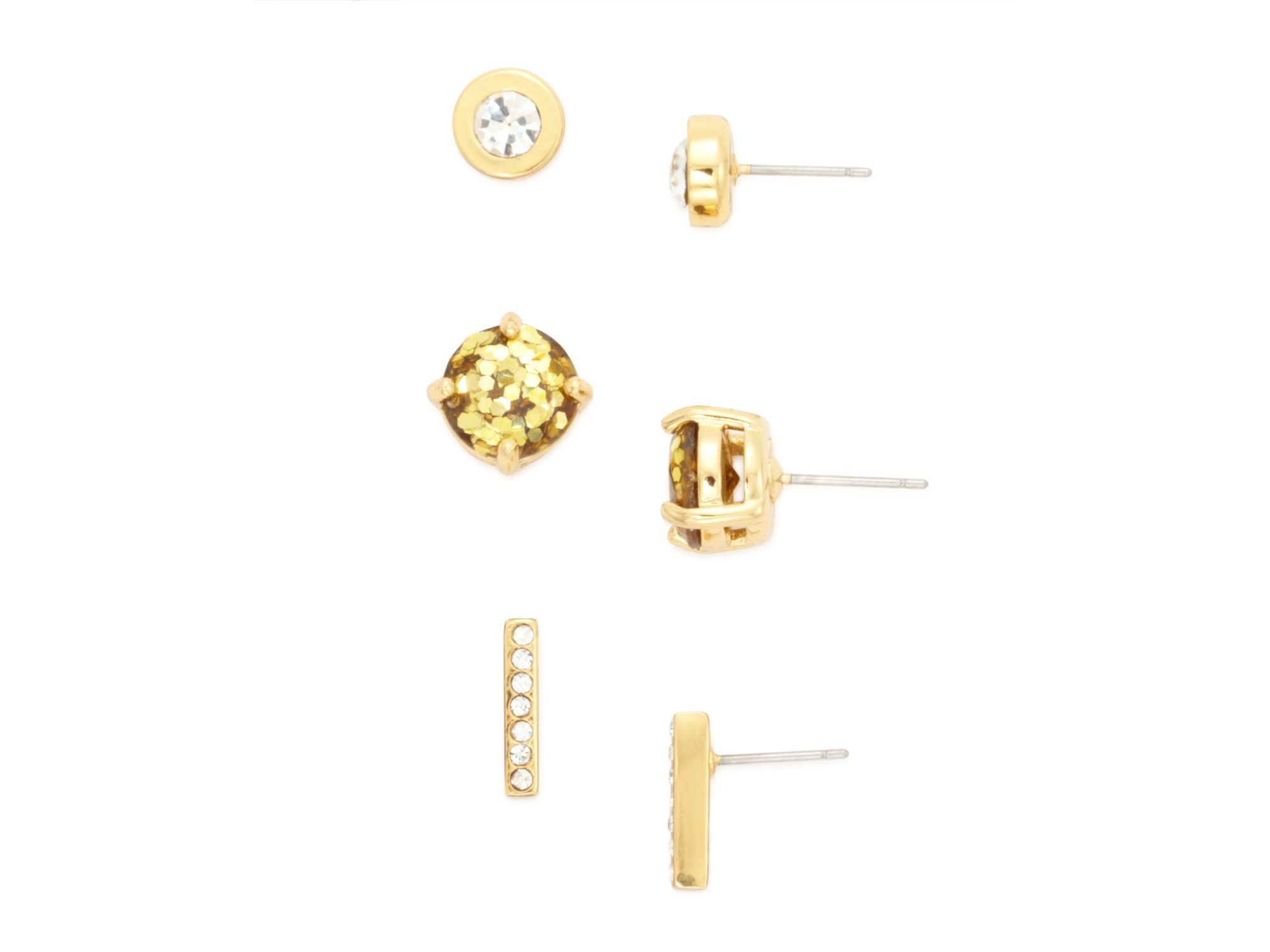 Lyst Kate Spade New York Glitter Stud Earrings Set Of 3 Pairs In Gallery