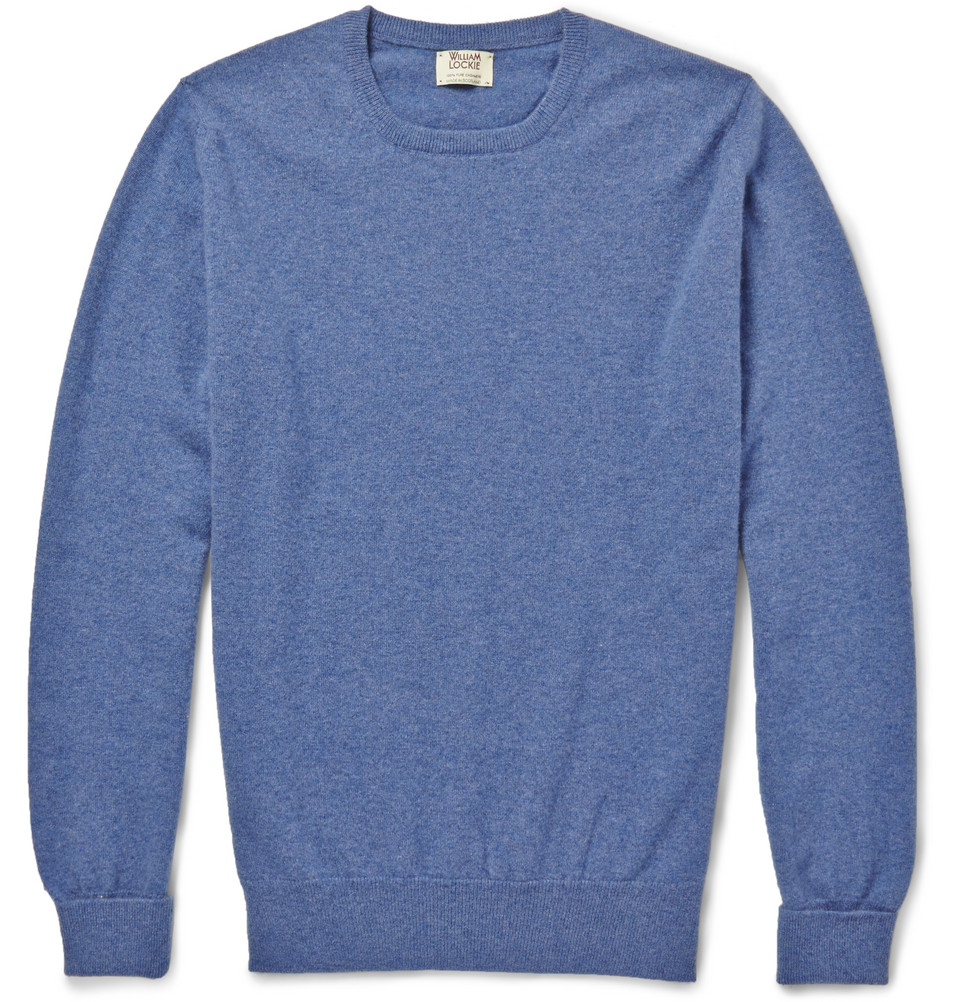 Lyst - William Lockie Oxton Cashmere Crew Neck Sweater in Blue for Men