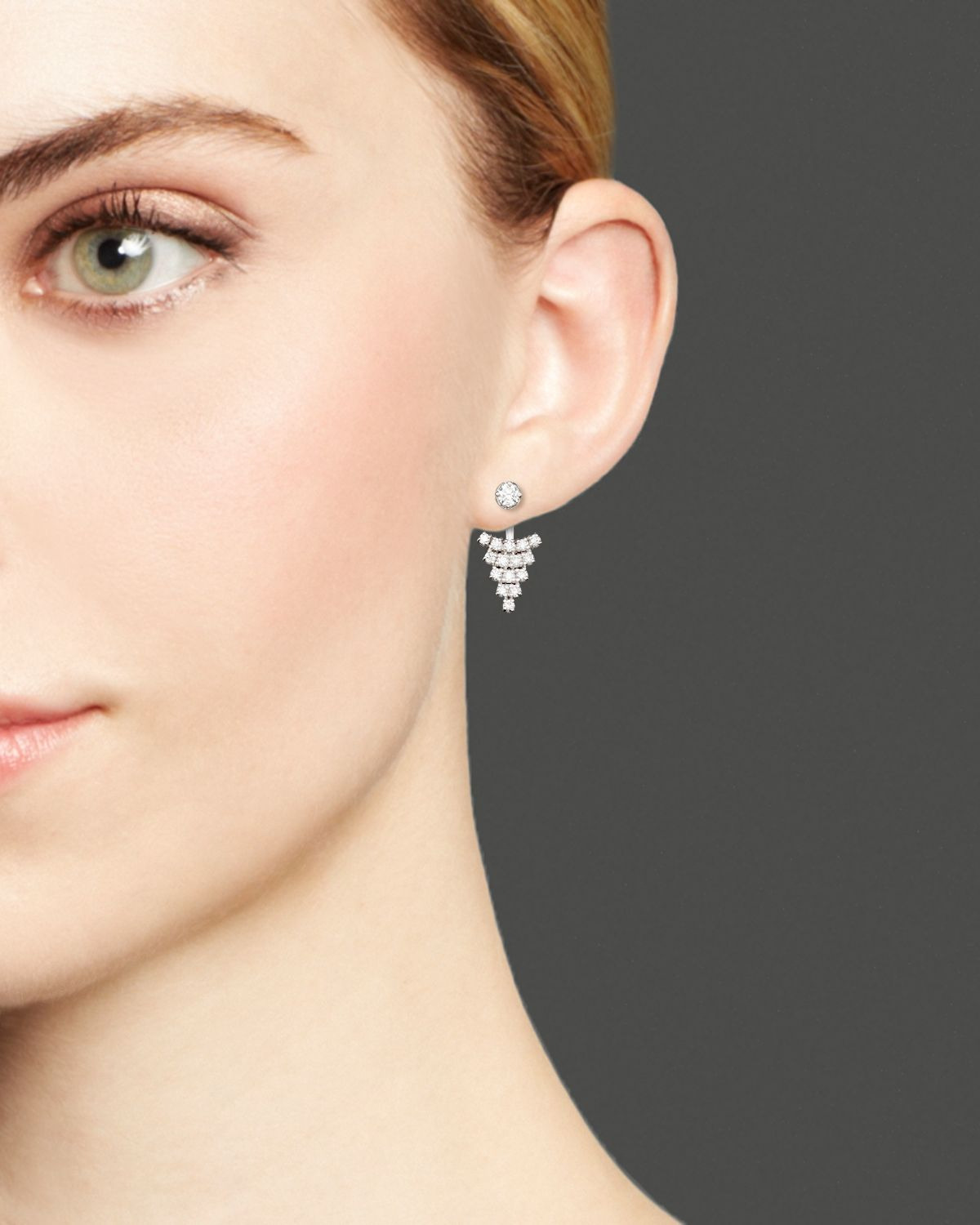 Lyst Kc Designs Diamond Triangle Earring Jackets In 14k White Gold Gallery
