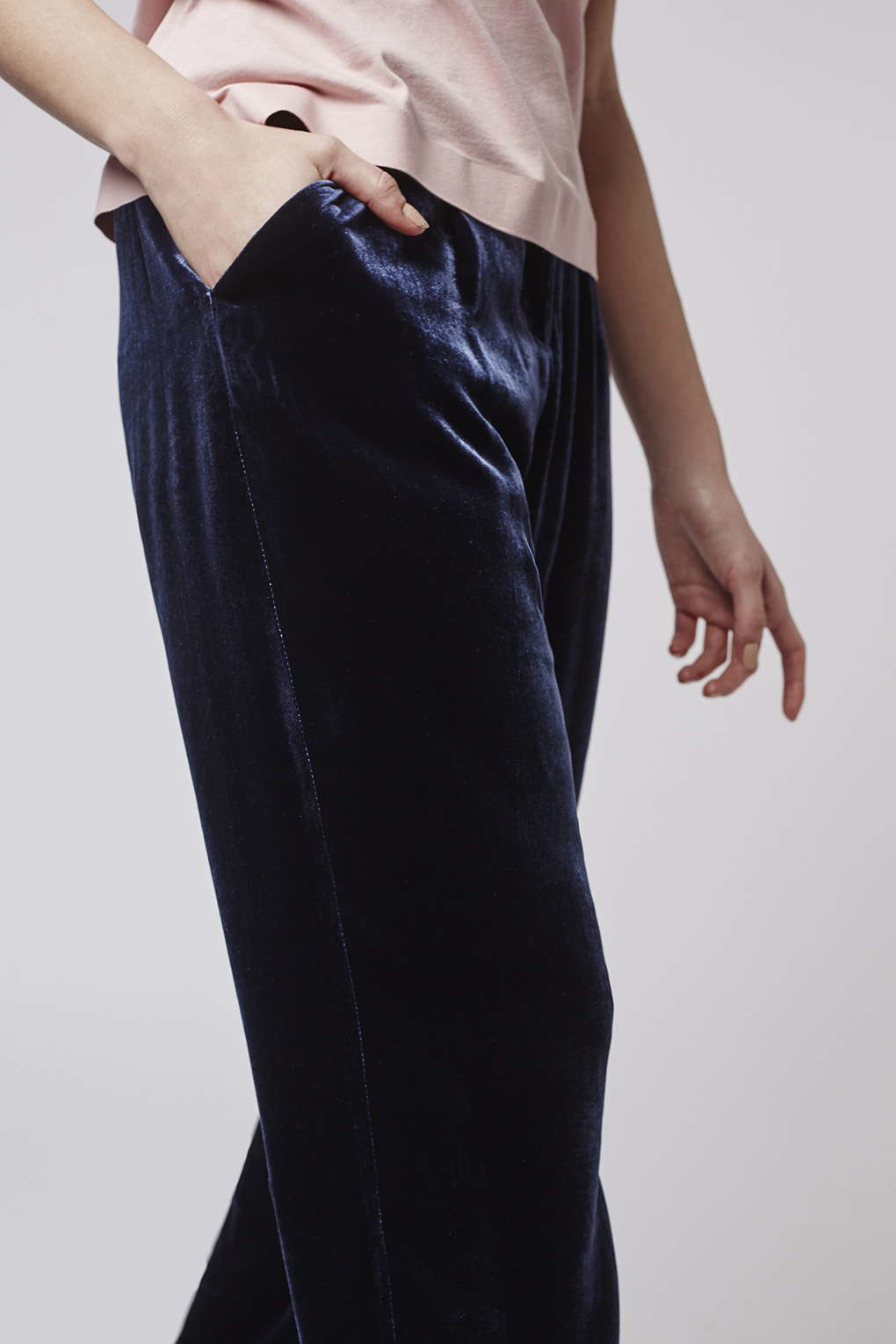 Lyst - Topshop Velvet Wide Leg Trousers By Boutique in Blue