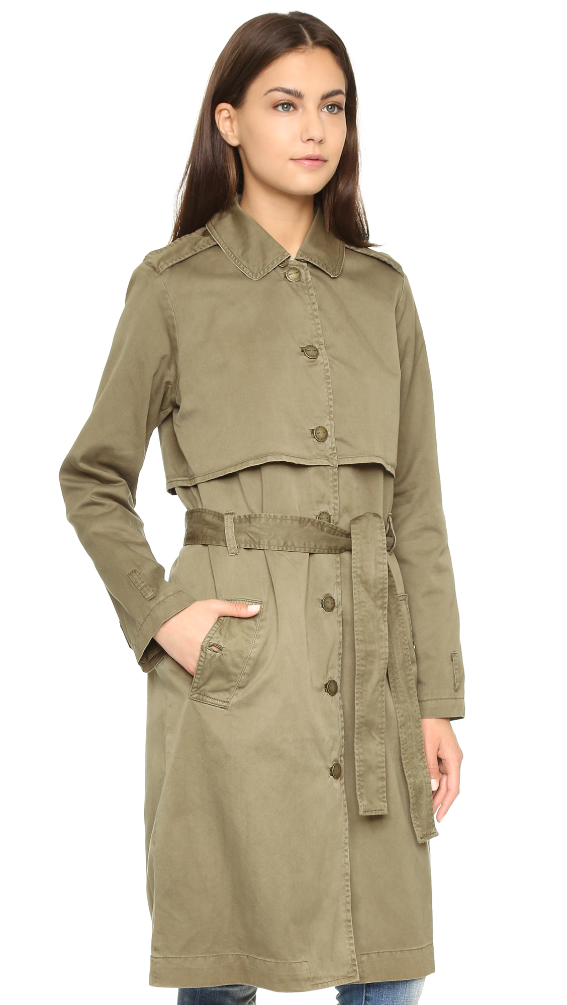 Lyst - Current/Elliott The Storm Flap Trench - Army Green in Green