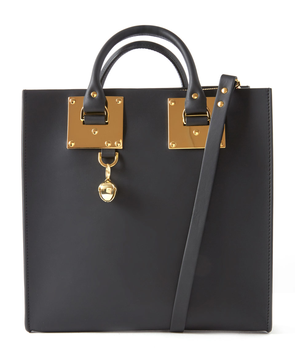 Lyst - Sophie Hulme Large Black Zip Square Leather Tote Bag in Black