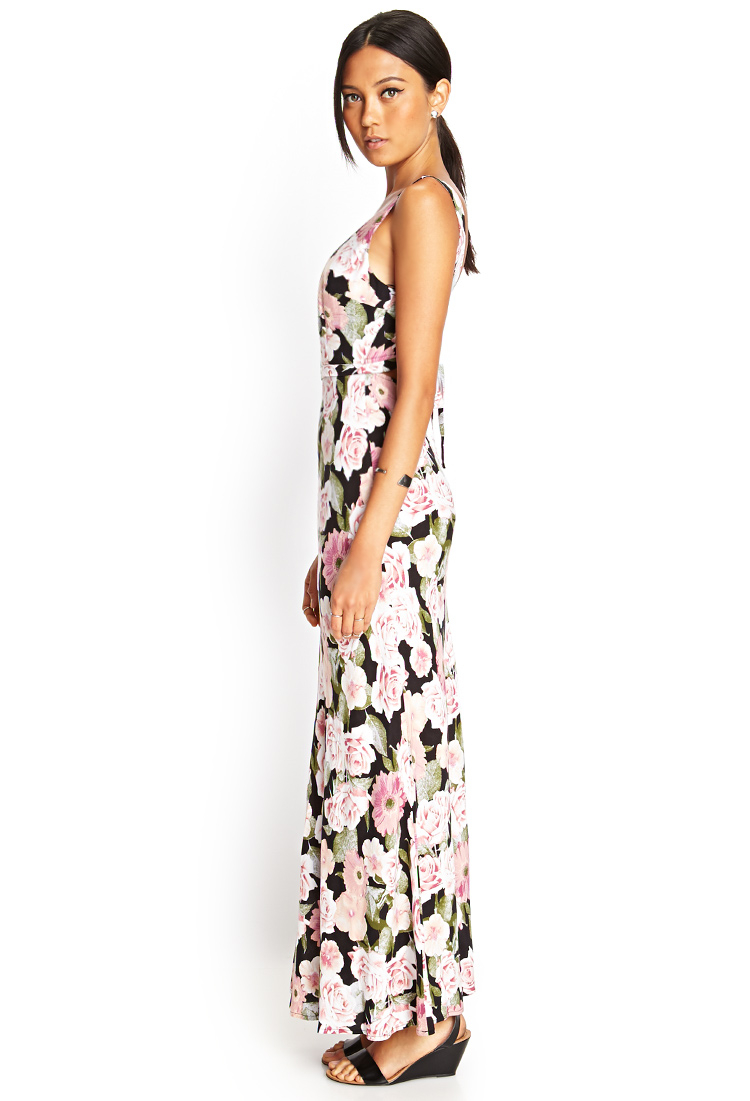 Lyst - Forever 21 Floral Print Maxi Dress in Pink