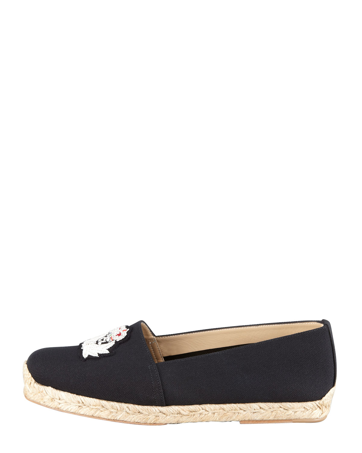 christian louboutin round-toe espadrille flats Black canvas | The ...