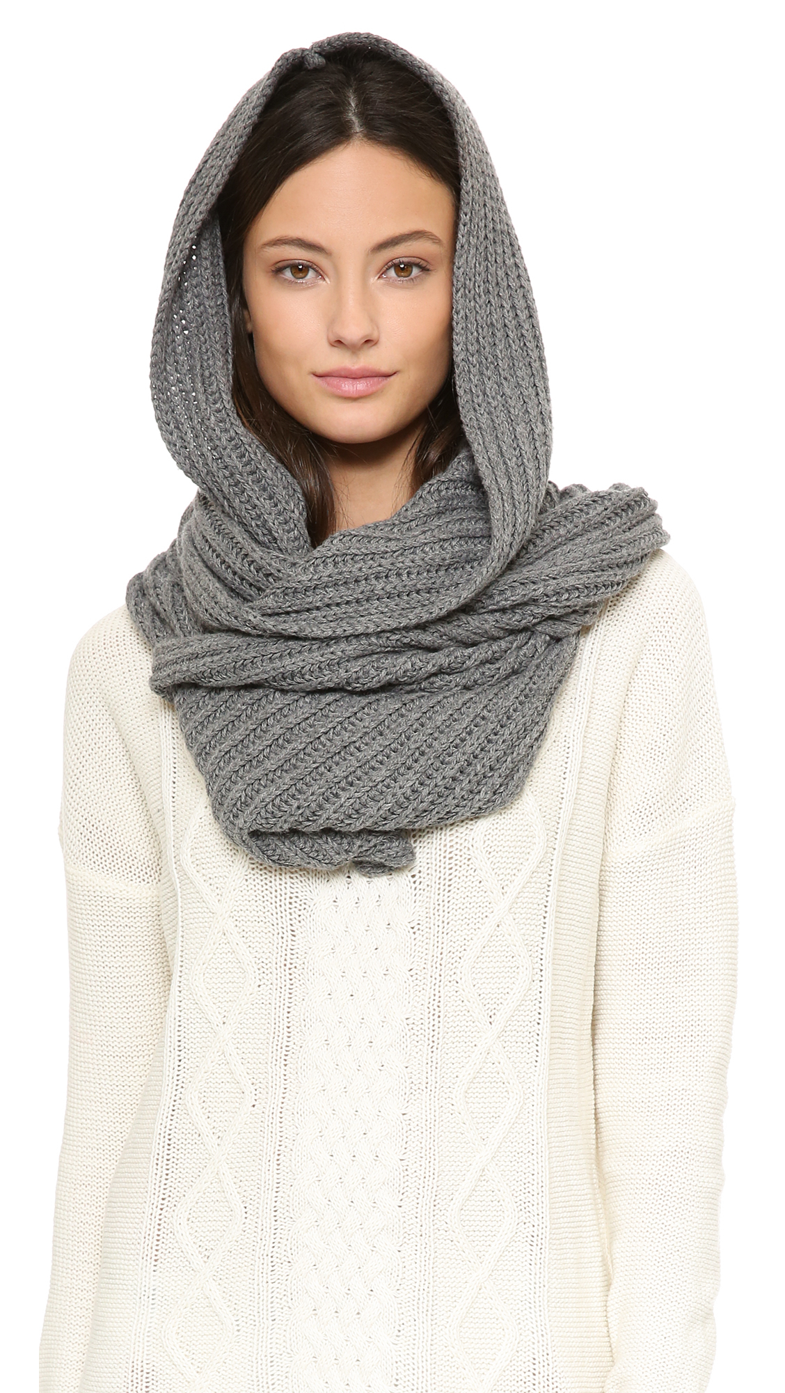 Madewell Hooded Scarf Grey In Gray Lyst