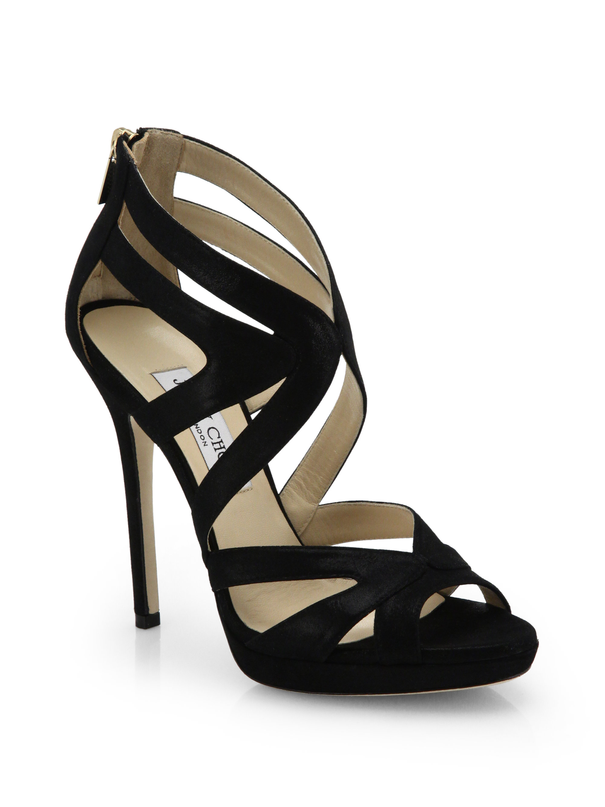 Jimmy Choo Collar Shimmer Leather Women Platform Sandals black Jimmy Choo Collar Shimmer Leather Women Platform Sandals black