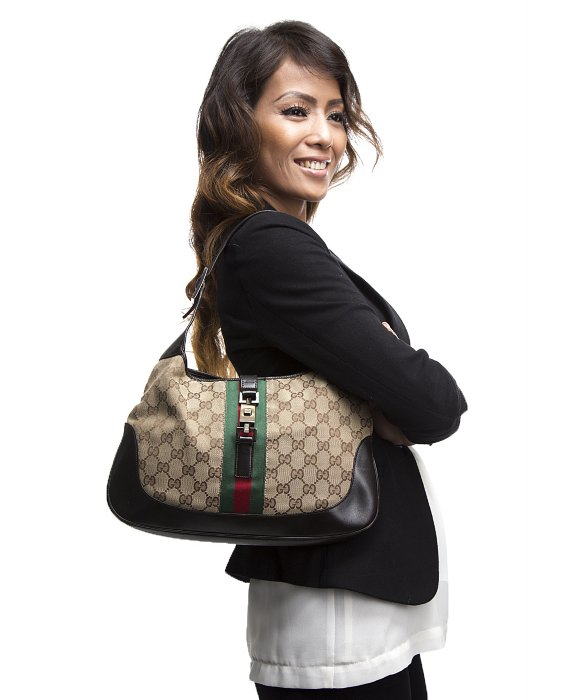 Lyst Gucci Pre Owned Monogram Canvas Small Jackie O Bag In Brown Gallery
