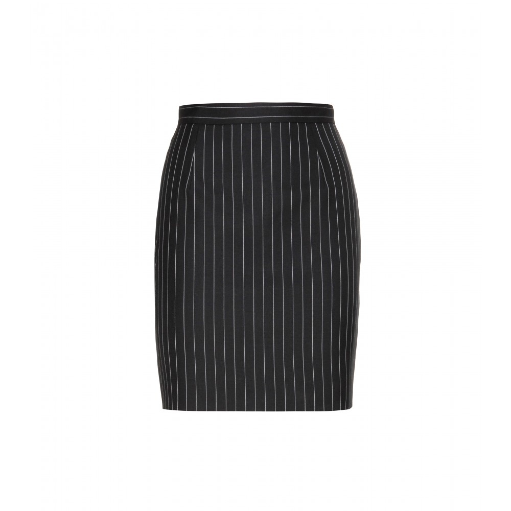 Lyst - Saint Laurent Wool Pinstripe Skirt in Black