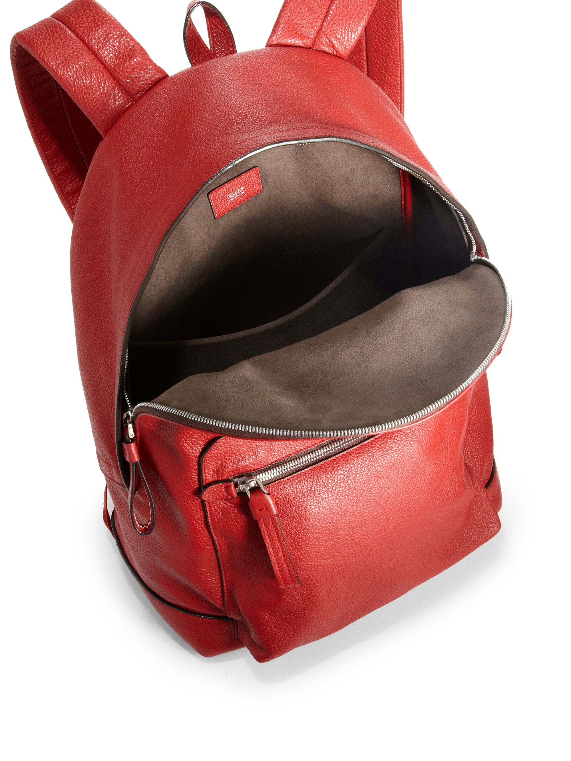 Bally Pebbled Leather Backpack in Red for Men | Lyst