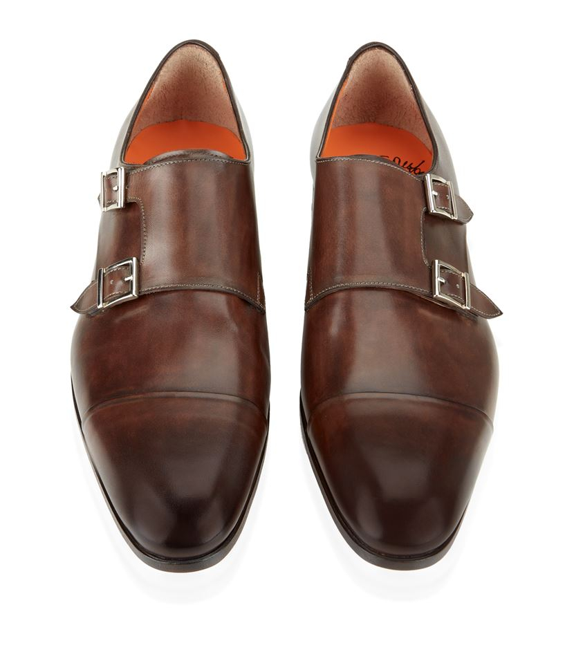 Santoni Carter Blake Double Monk Shoes in Brown for Men | Lyst