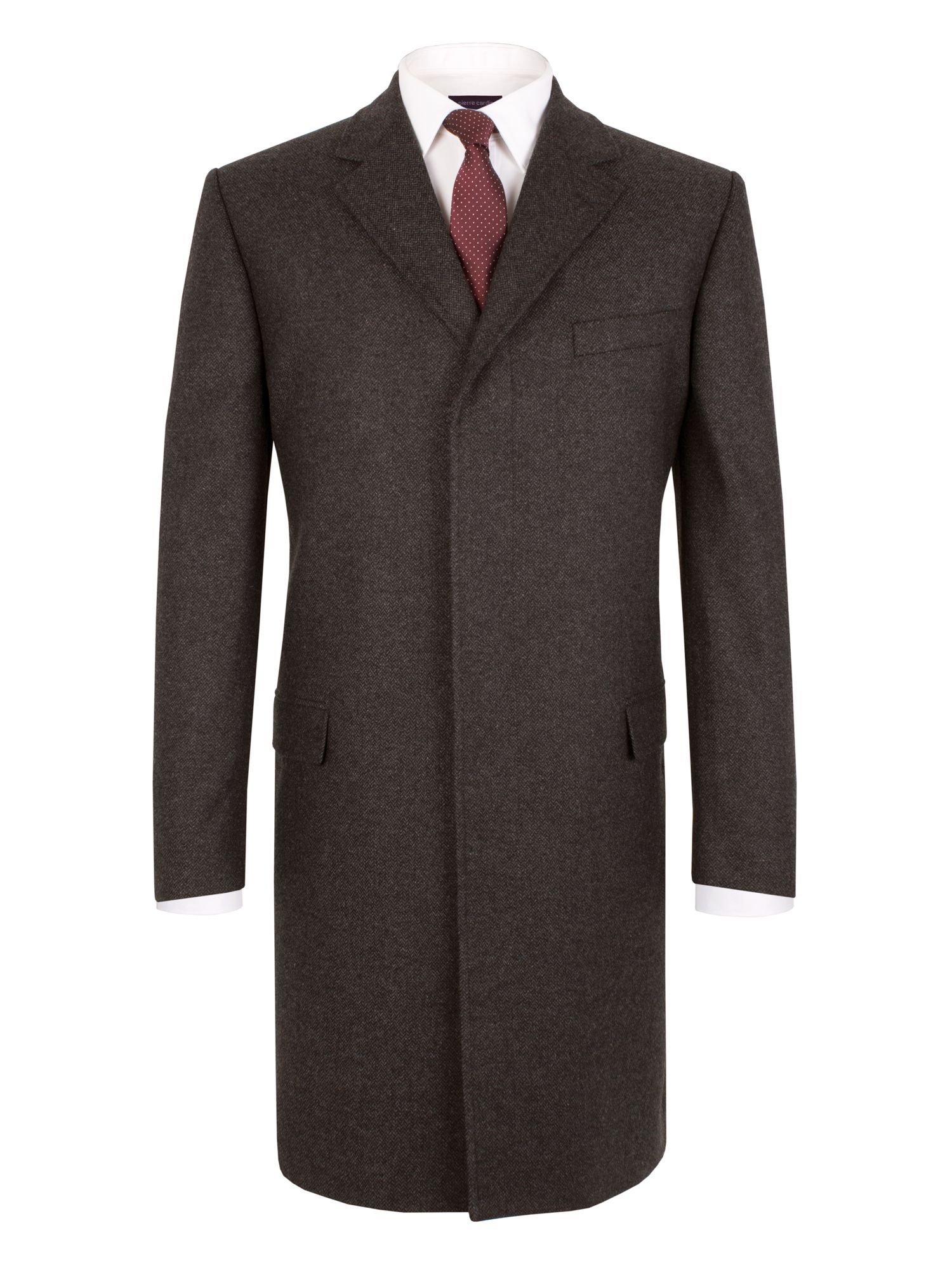 Pierre cardin Herringbone Formal Button Overcoat in Gray for Men | Lyst