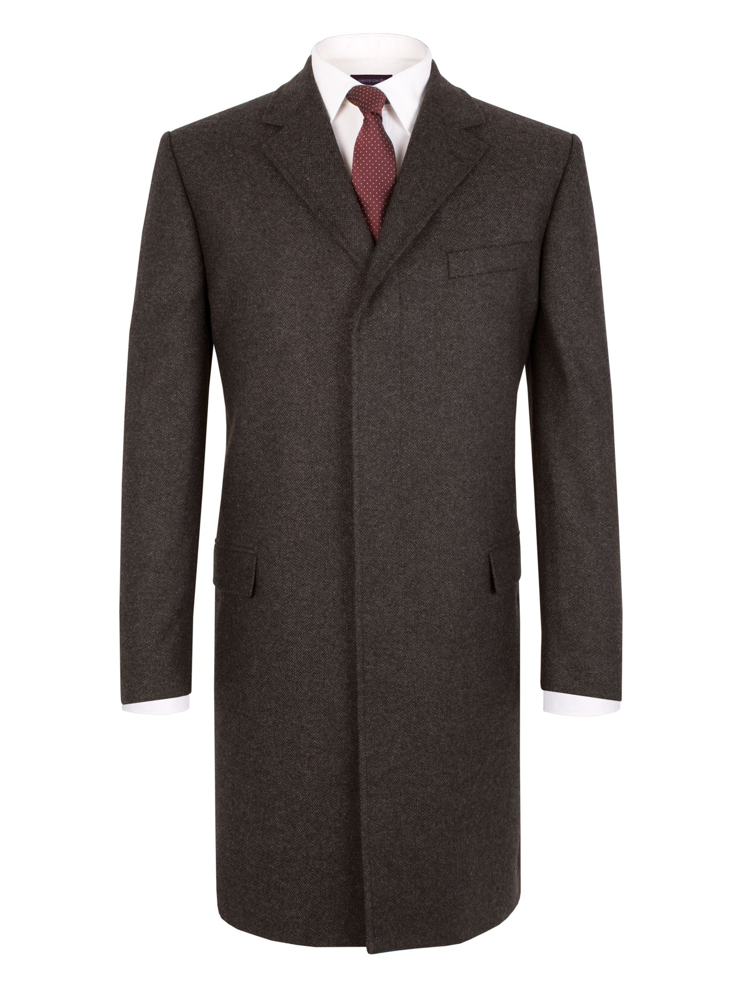 Pierre Cardin Herringbone Formal Button Overcoat In Gray For Men 