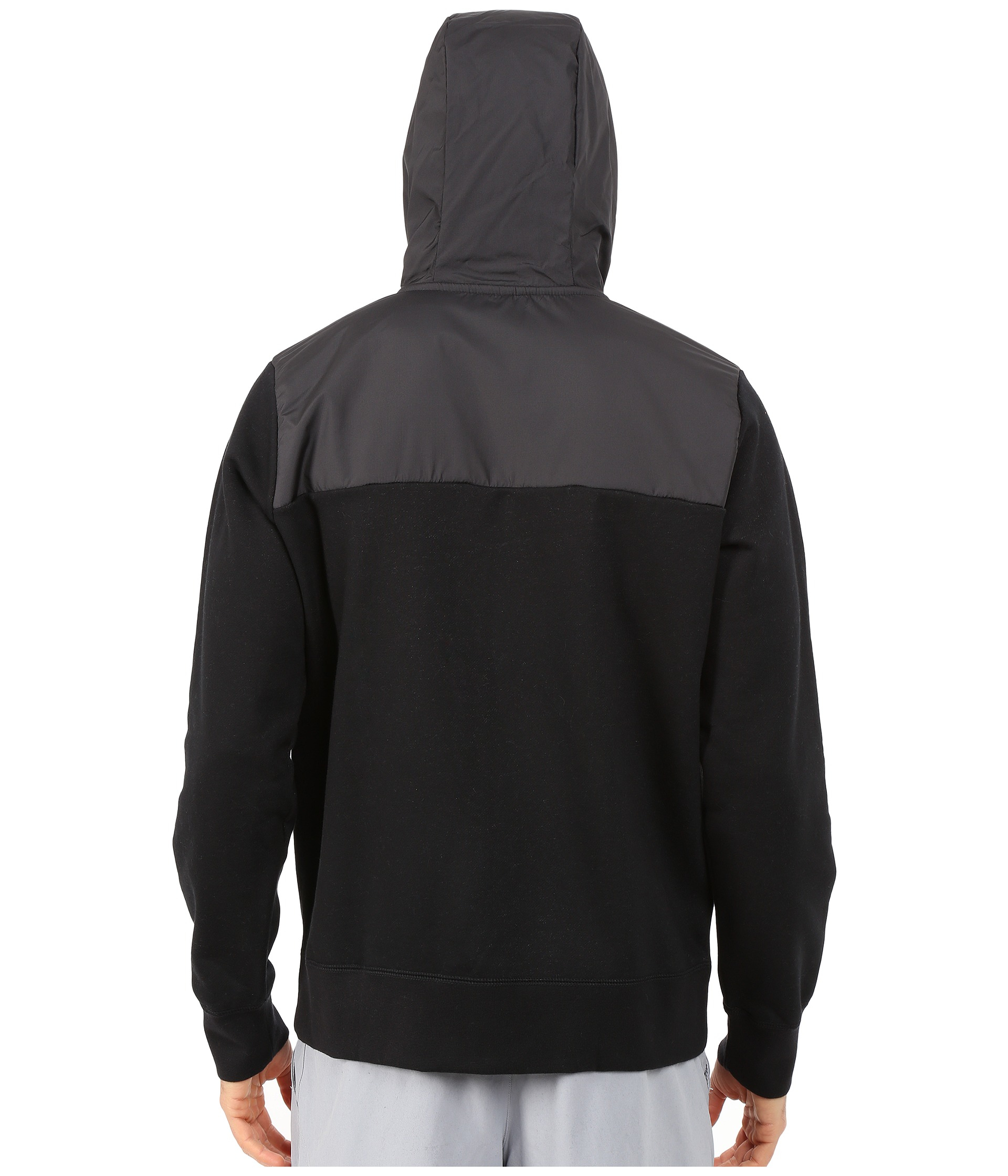 lyst nike aw77 fleece zip hoodie hybrid in black for lyst nike aw77 fleece zip hoodie hybrid in black for