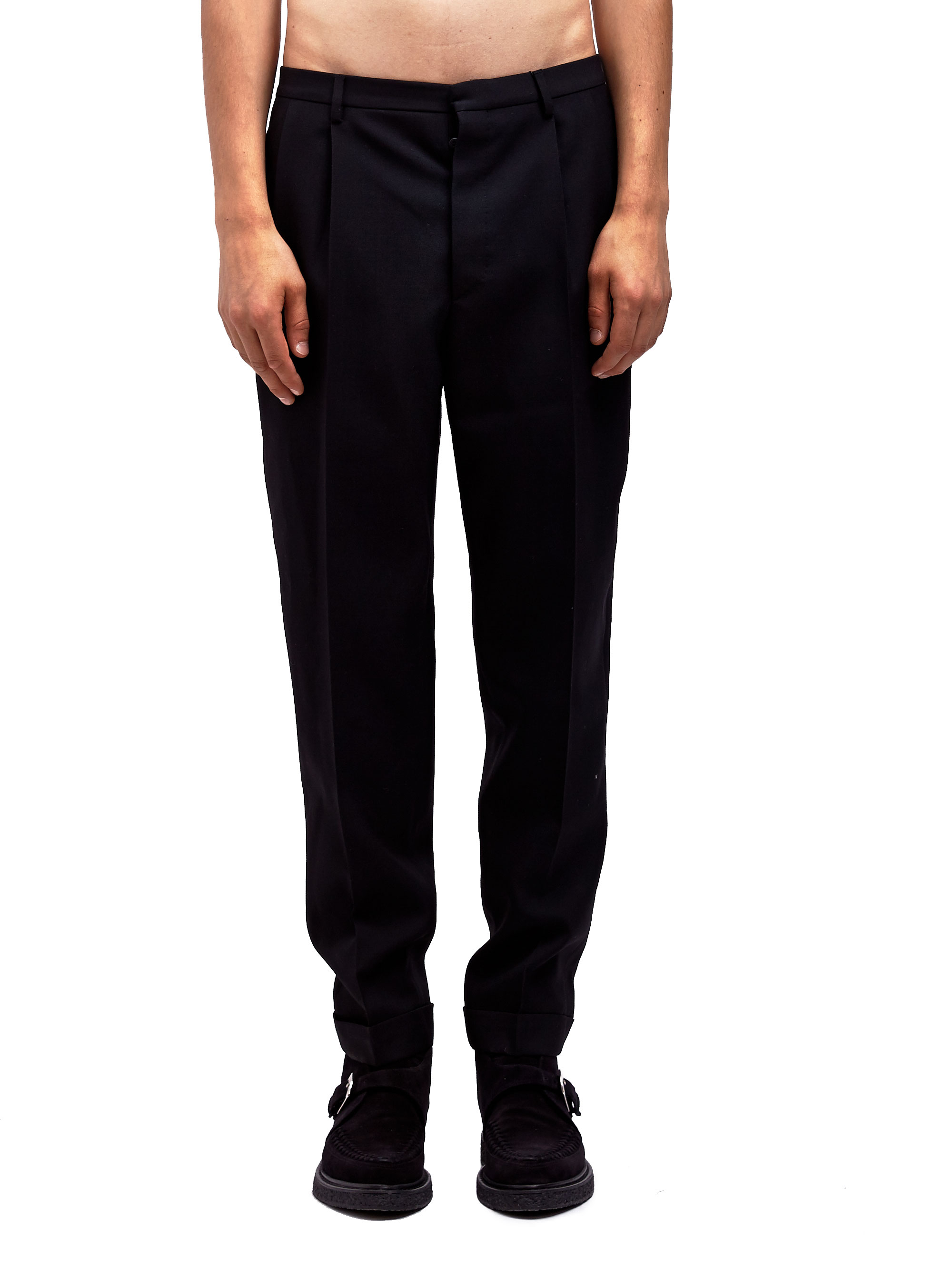 Lyst - Saint Laurent Mens Pleated Flannel Pants in Black for Men
