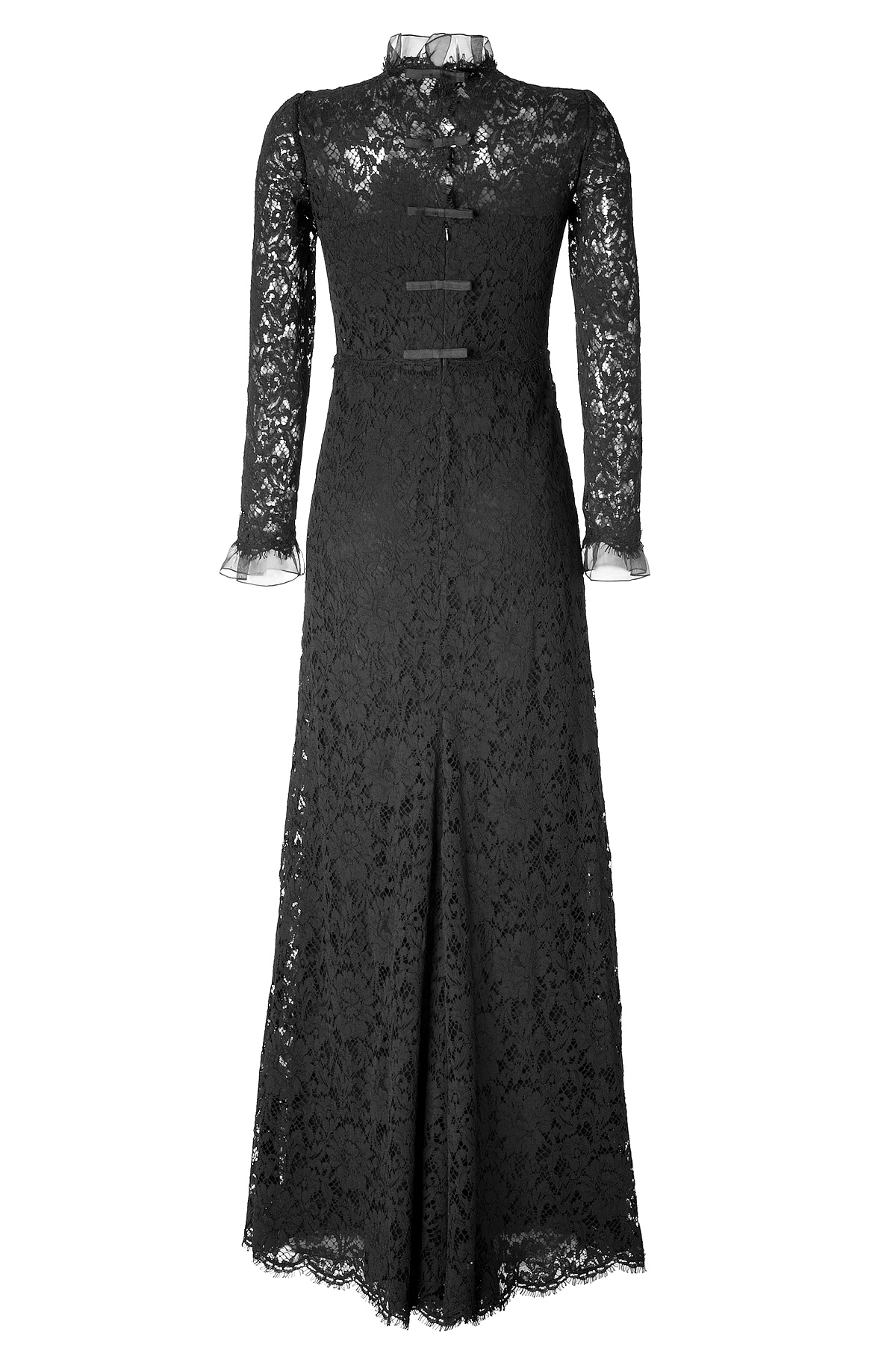 Lyst - Valentino Lace Long Sleeve Evening Gown in Black