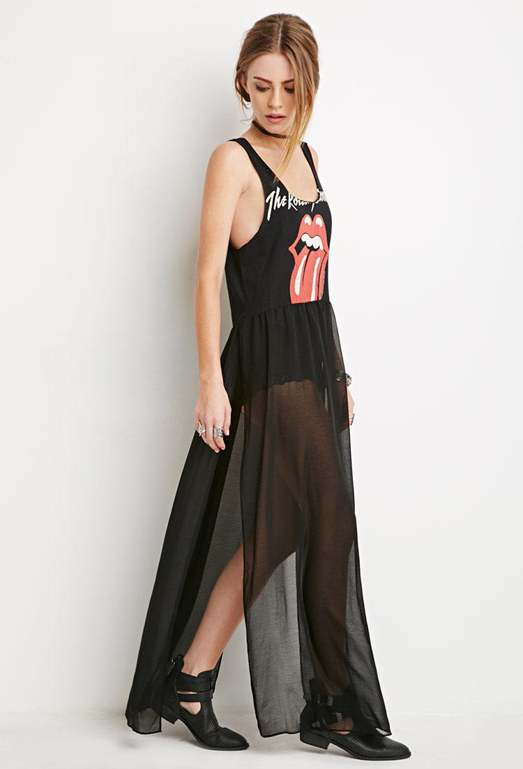 Lyst Forever 21 Rolling Stones Maxi Dress Youve Been Added To The Waitlist In Black 5103