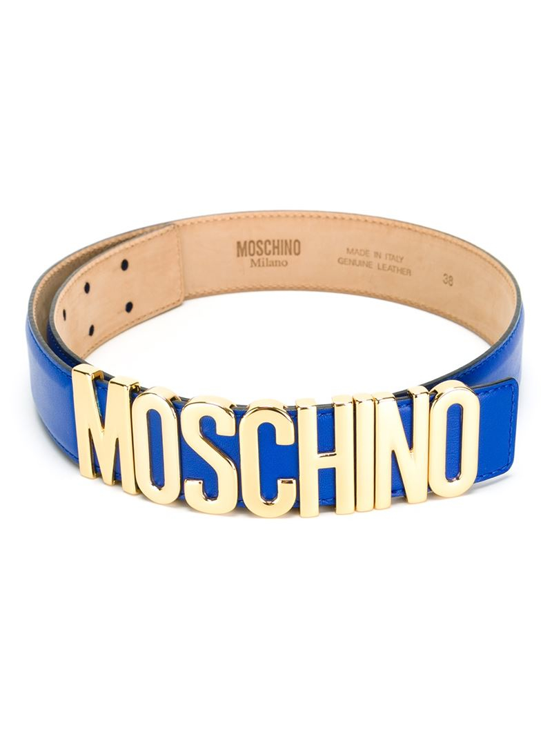 Moschino Logo Plaque Belt in Blue - Lyst