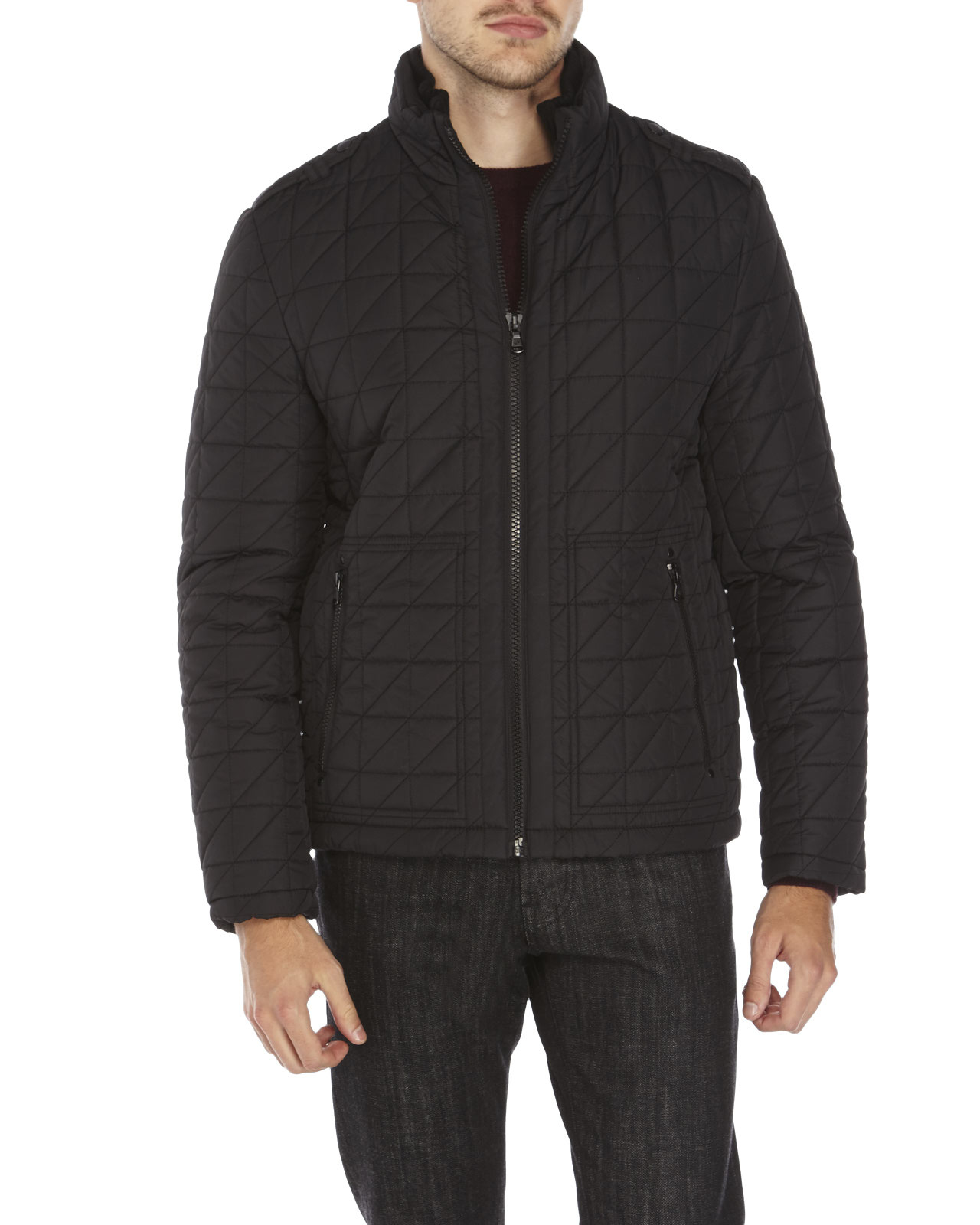 Lyst - Kenneth Cole Reaction Black Quilted Jacket in Black for Men