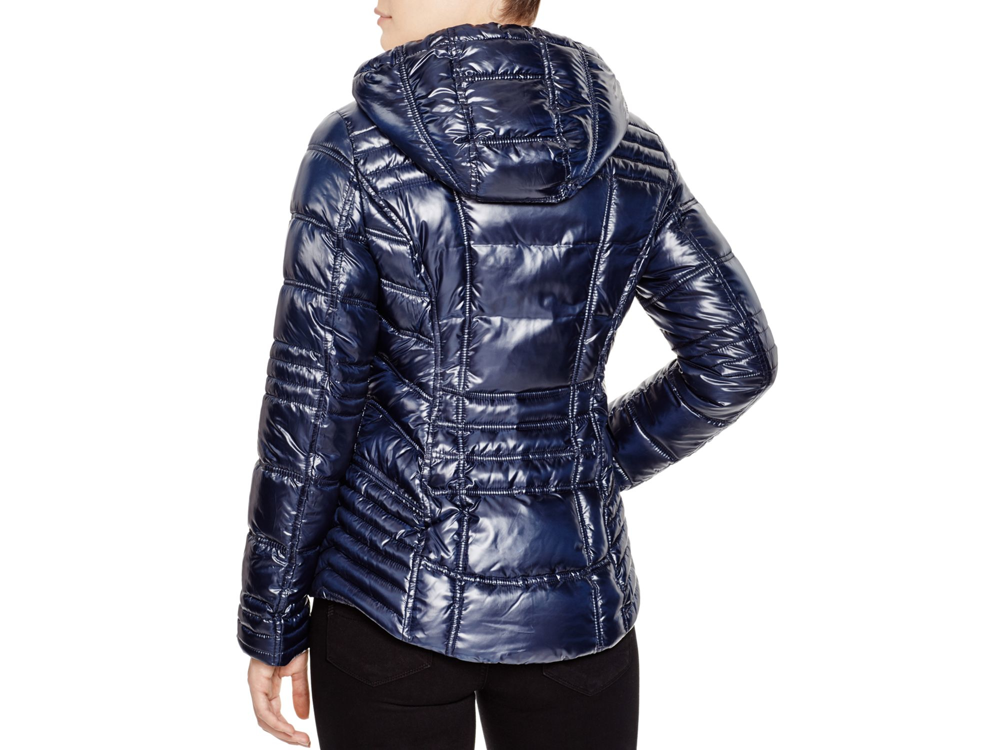 Laundry By Shelli Segal Hooded Packable Puffer Jacket in Blue (Navy) Lyst
