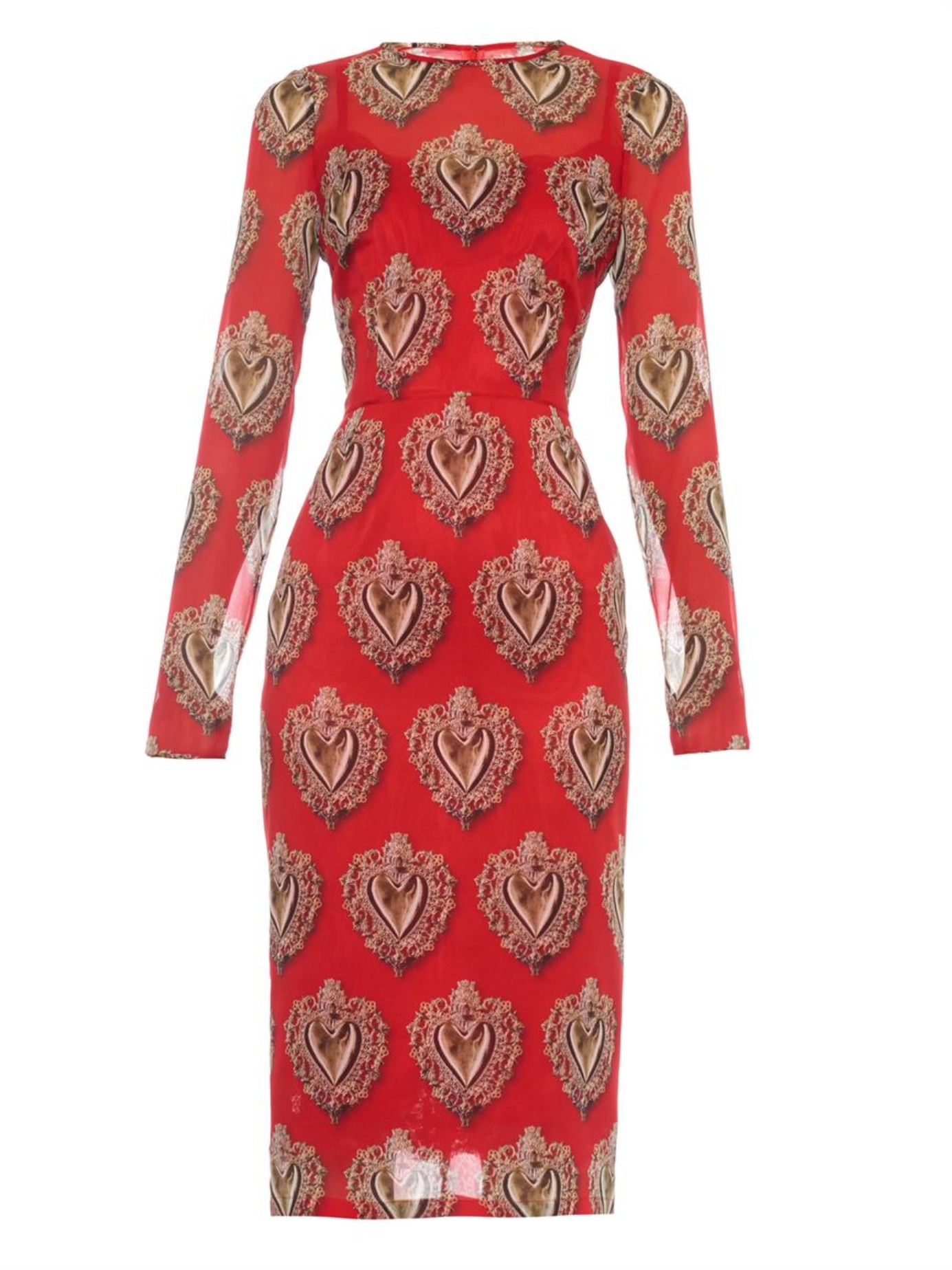 Dolce Gabbana Sacred Heart Stretch Chiffon Dress In Red Lyst Gallery