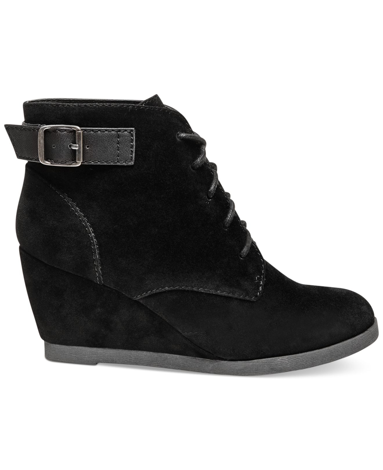 Lyst - Madden girl Dailey Lace Up Wedge Booties in Black