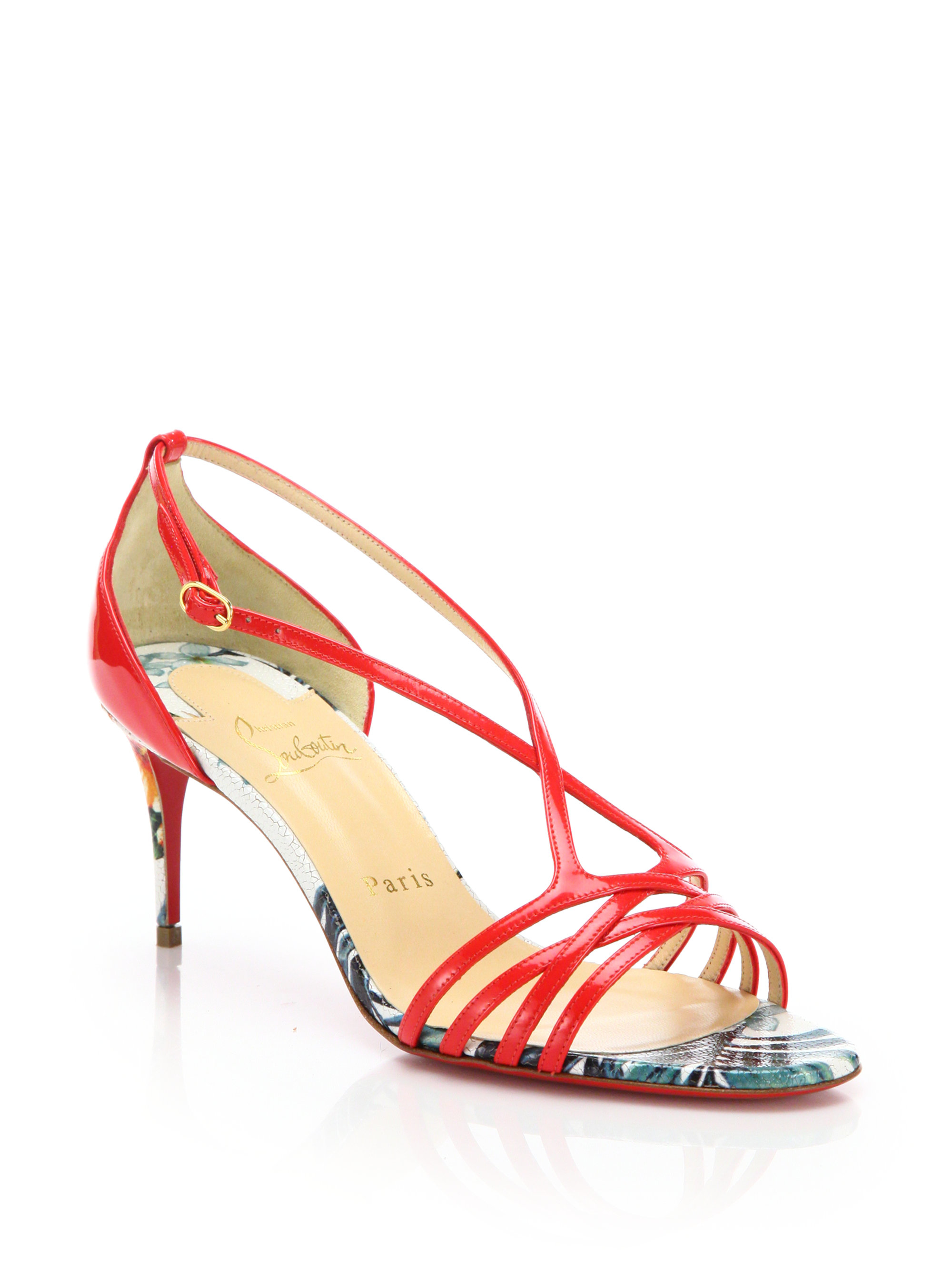 christian louboutin printed patent leather studded sandals christian louboutin printed patent leather studded sandals