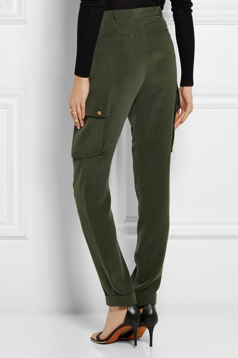 JOSEPH Commando Washed Silk-Crepe Cargo Pants in Green - Lyst