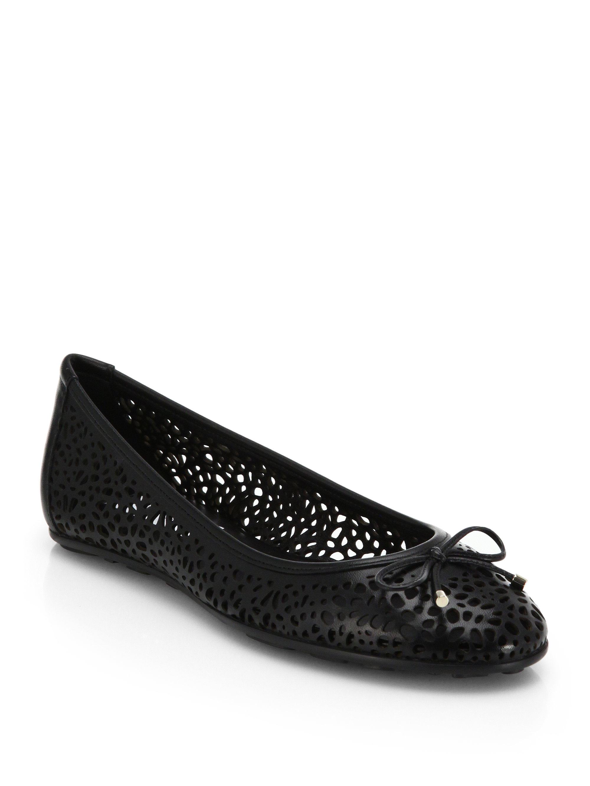 Jimmy Choo Walsh Perforated Leather Ballet Flats in Black - Lyst