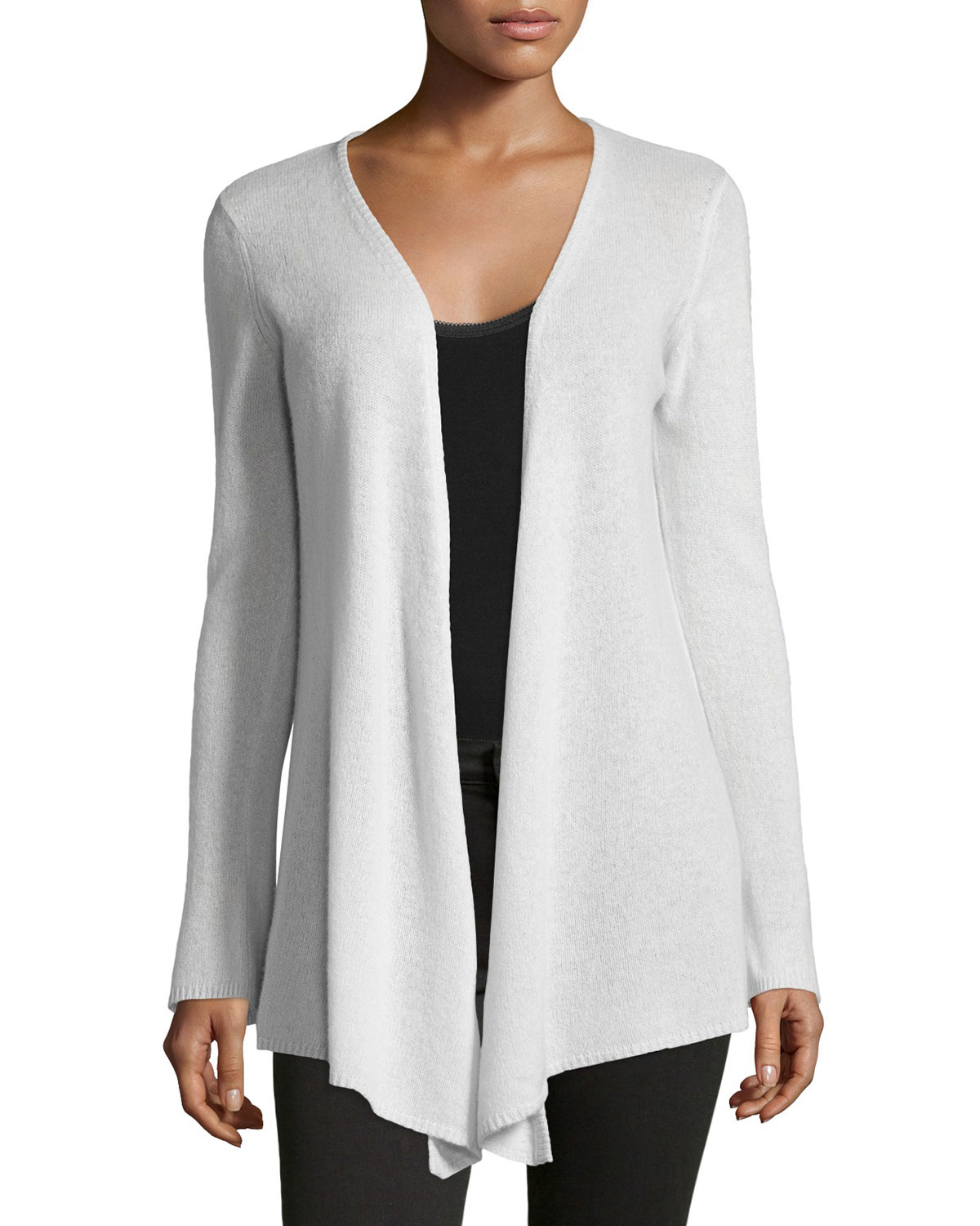 Minnie rose Cashmere Open-front Duster Cardigan in White | Lyst