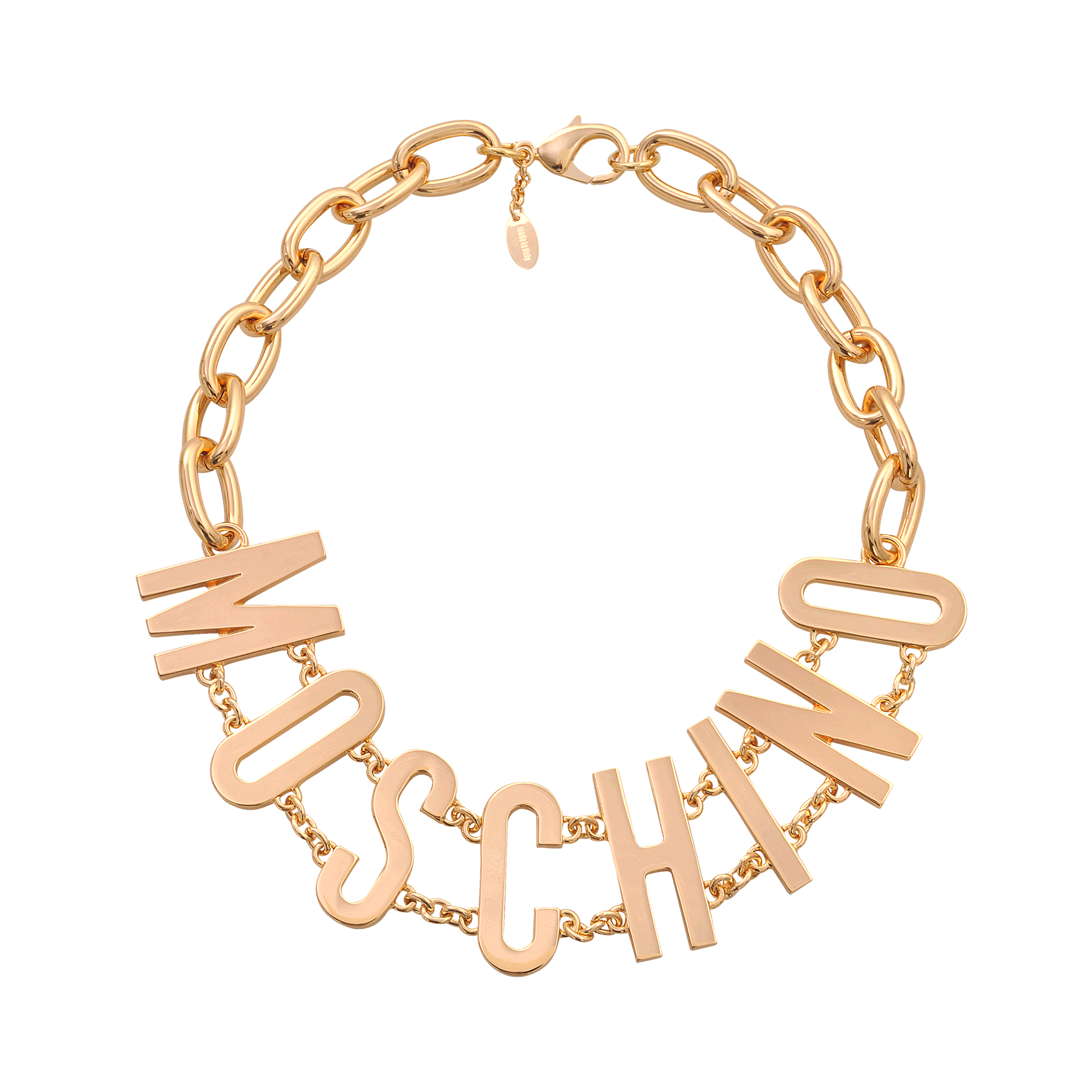 Lyst - Moschino Lettering Necklace in Metallic