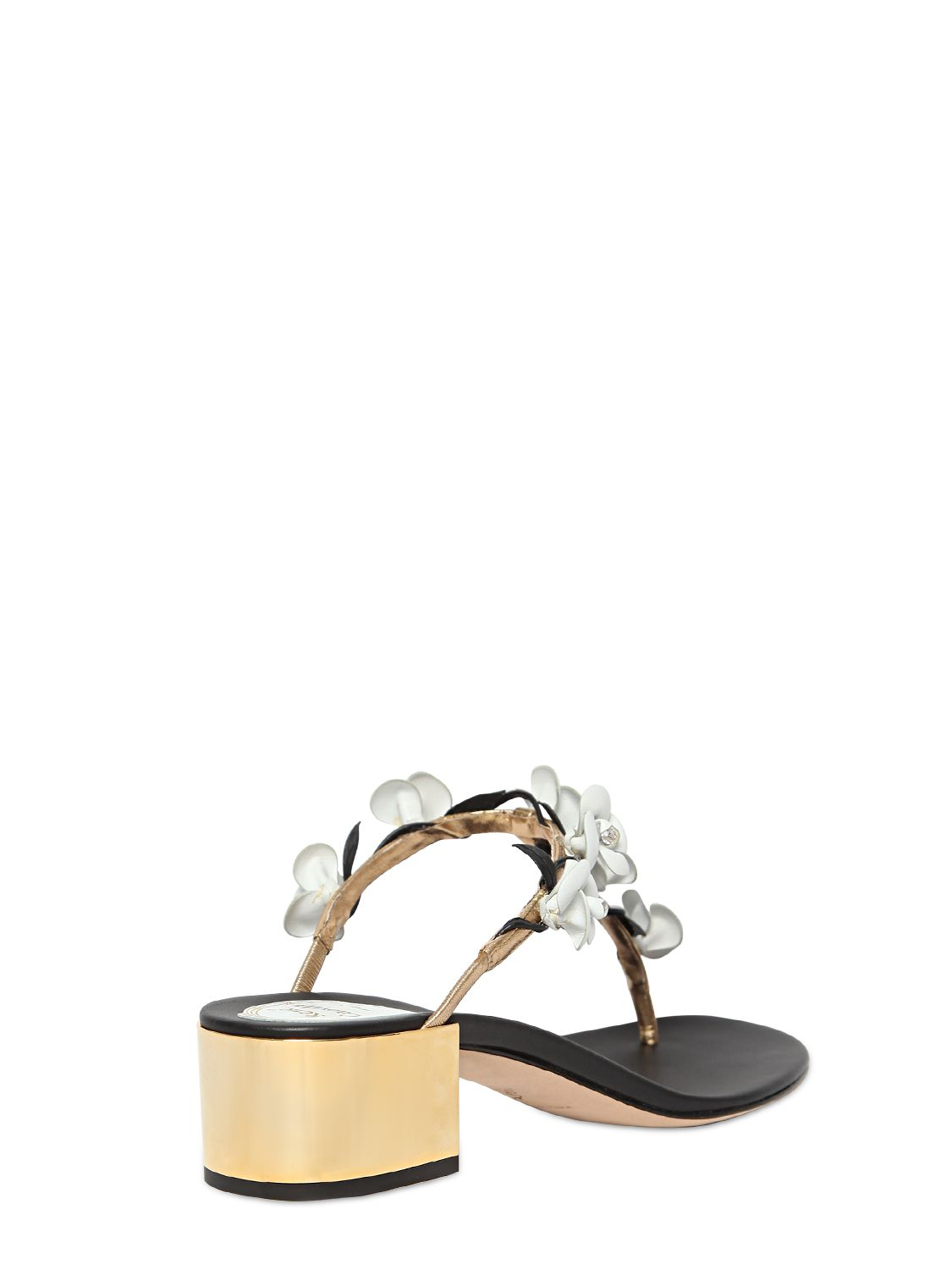 Lyst - Rene Caovilla 40Mm Flowers On Metallic Leather Sandals in Metallic