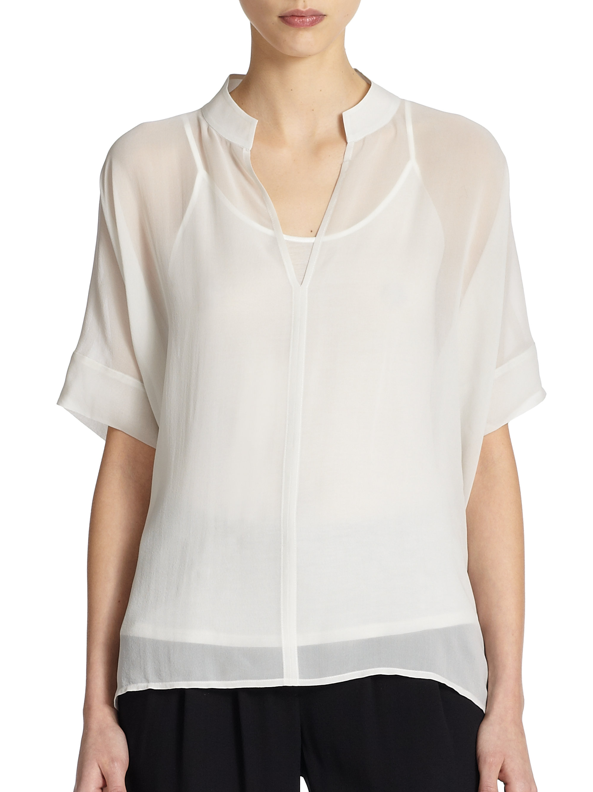 eileen fisher white silk blouse