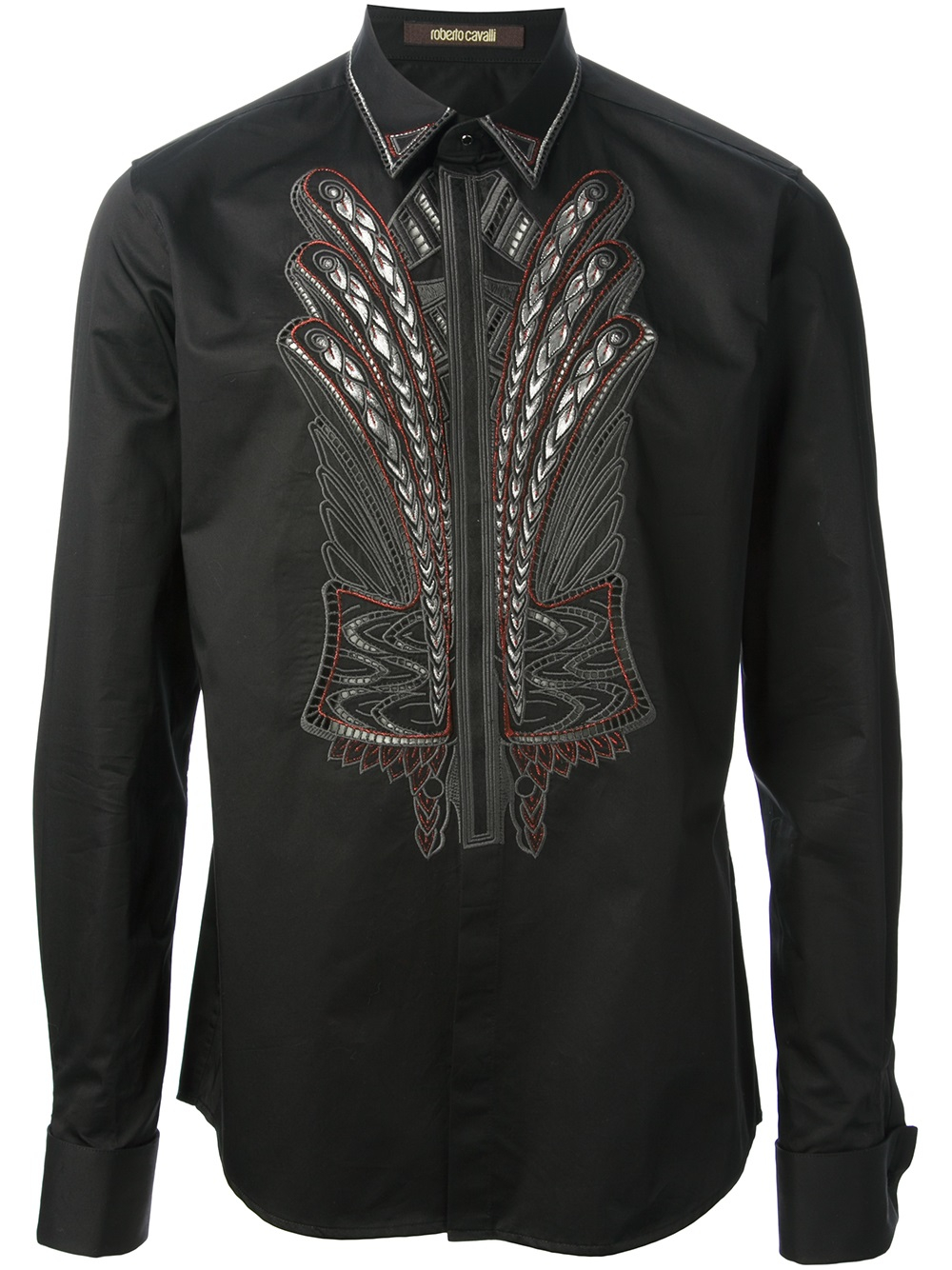 Roberto Cavalli Piped Pattern Shirt in Black for Men | Lyst