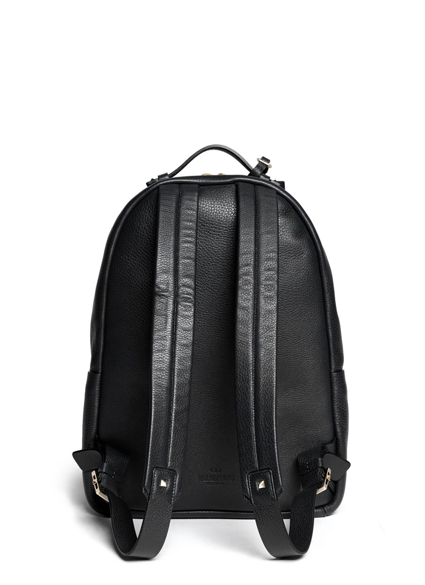 Lyst - Valentino Studded Leather Backpack in Black for Men