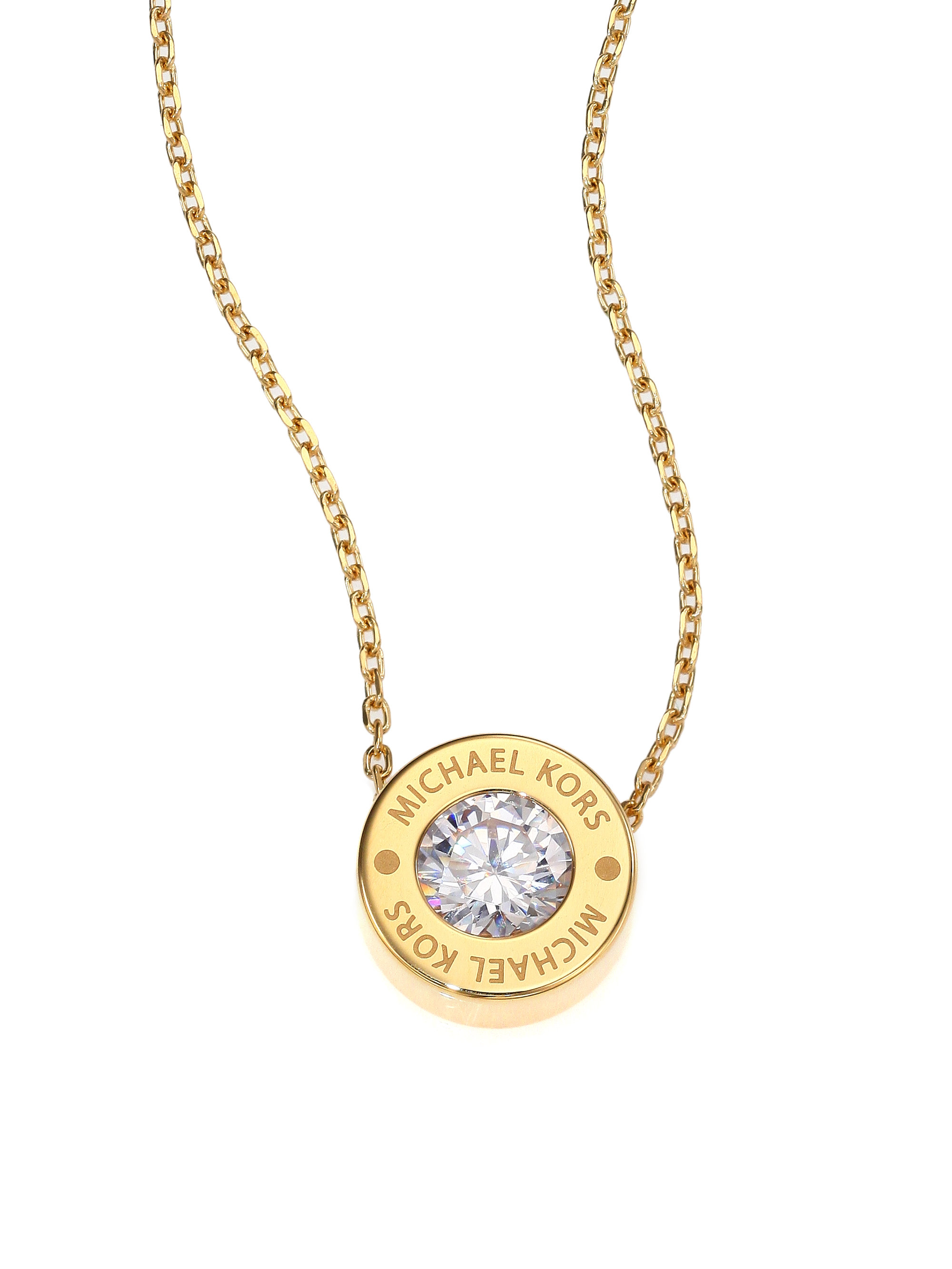 Michael kors Brilliance Logo Pendant Necklace/goldtone in ...