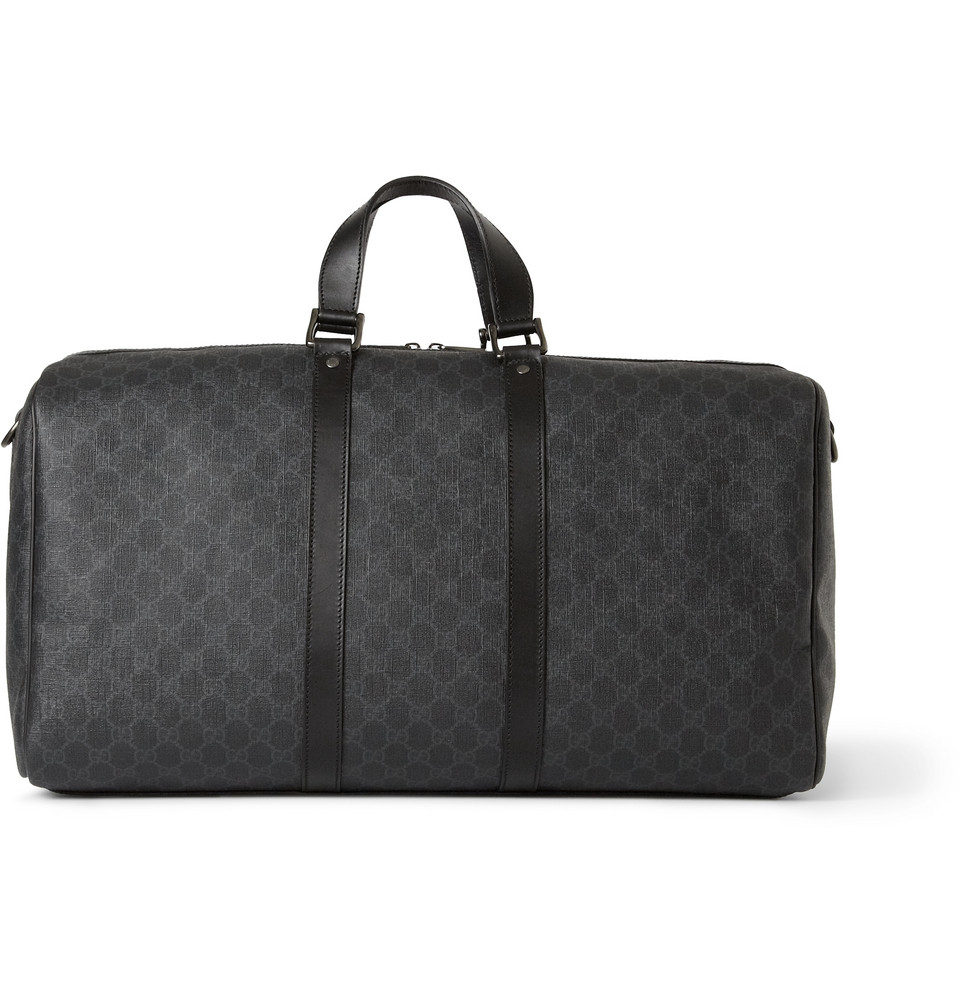 Gucci Printed Texturedleather Holdall Bag in Gray for Men | Lyst
