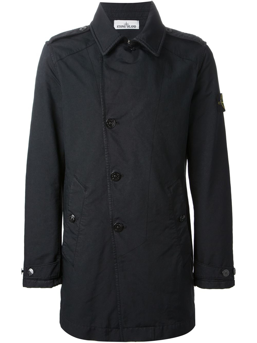 Stone Island Single Breasted Trench Coat in Blue for Men - Lyst