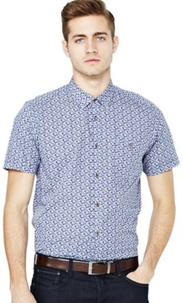 Ted Baker Mens Short Sleeve Floral Shirt in Blue for Men | Lyst