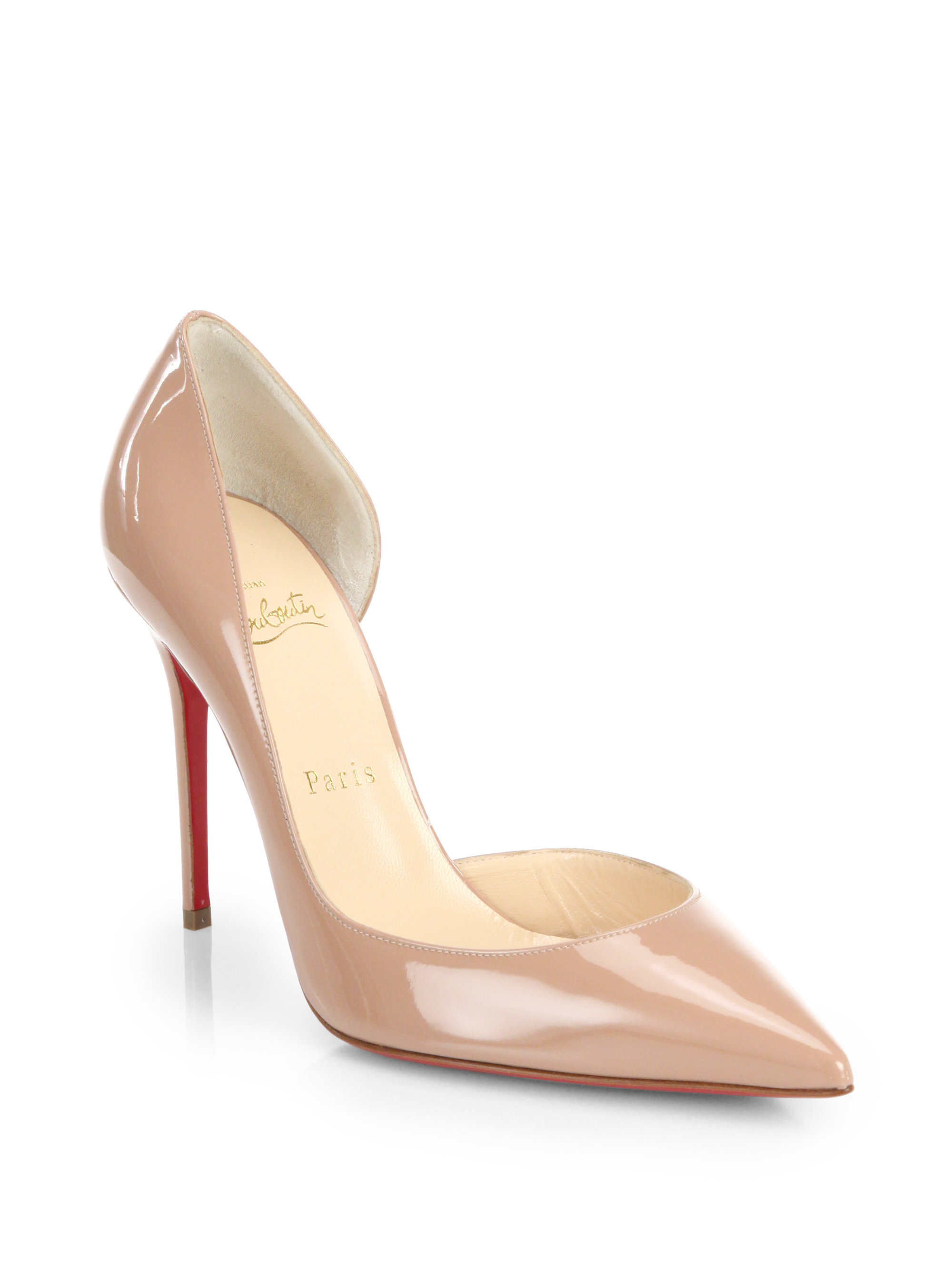 christian louboutin leather d\u0026#39;Orsay sandals Tan patent leather ...
