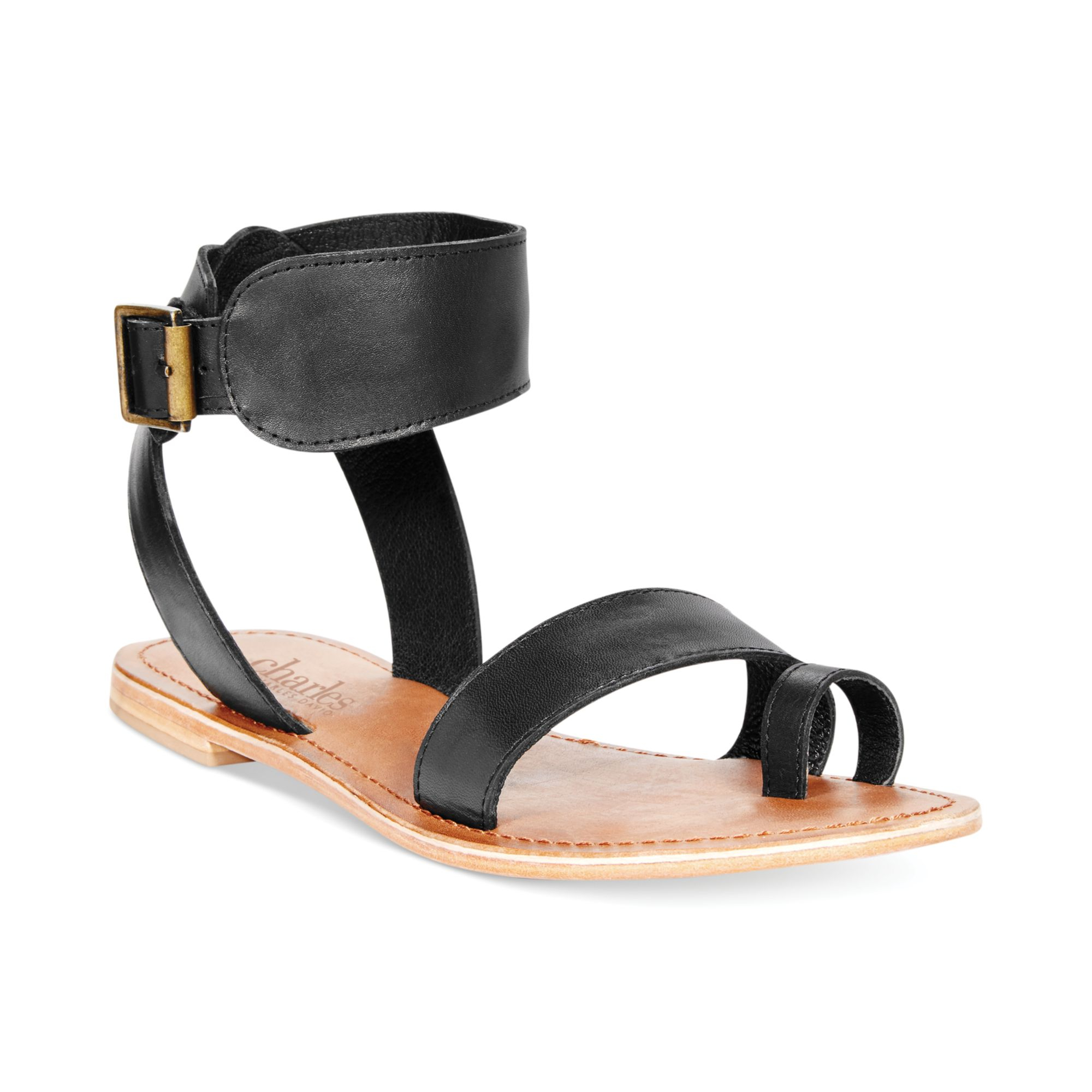 Charles by charles david Verge Flat Sandals in Black | Lyst