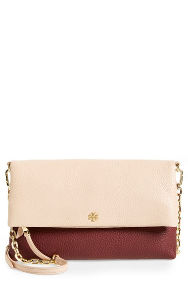 Lyst Tory Burch Foldover Crossbody Bag Purple In Brown Gallery