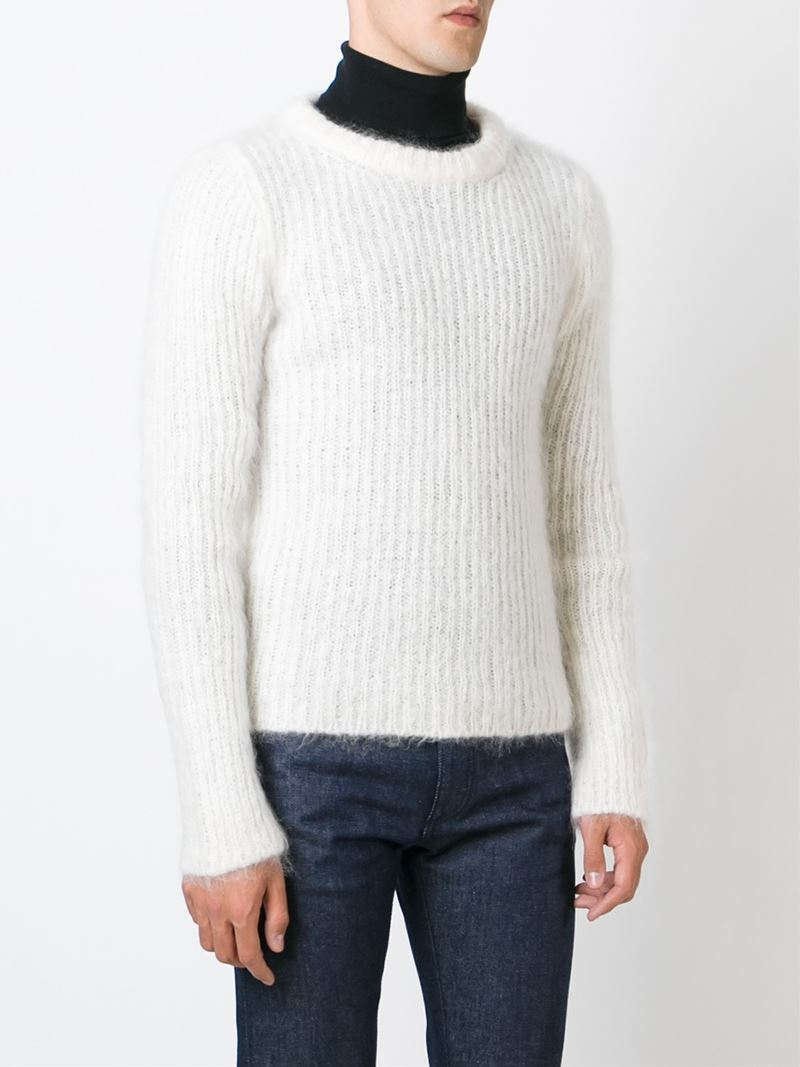 Raf simons Fluffy Sweater in White for Men | Lyst