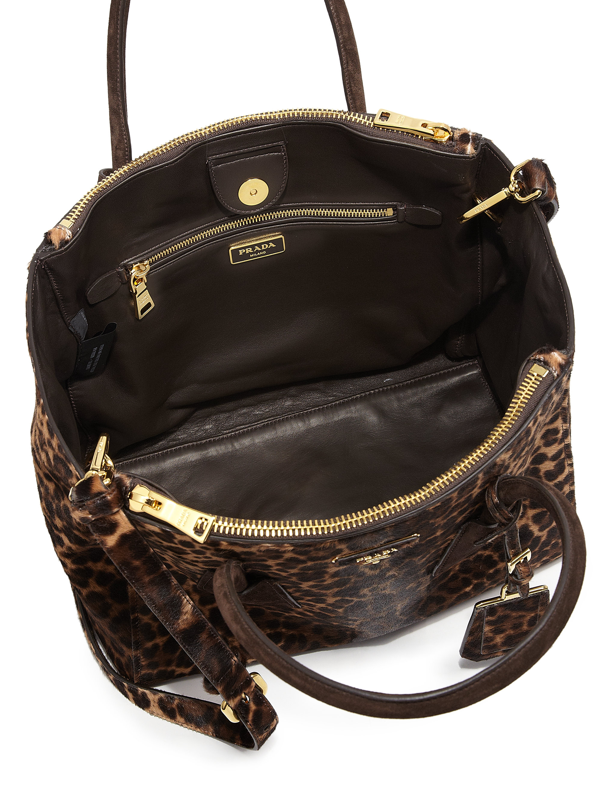 prada tessuto handbags - Prada Cavallino Calf Hair Twin-Pocket Bag in Animal (LEOPARD) | Lyst