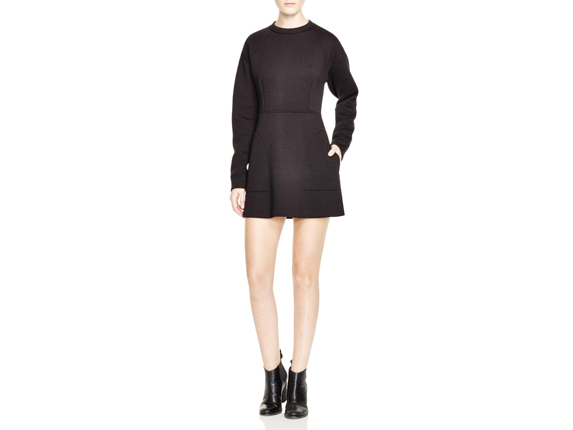 Lyst - Dkny Long Sleeve Scuba Dress in Black