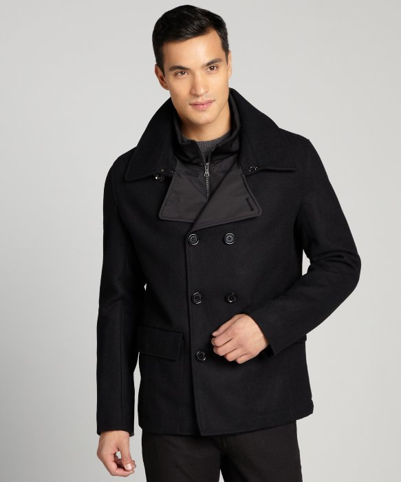 Mens Lined Pea Coat Reefer Jacket Navy Women