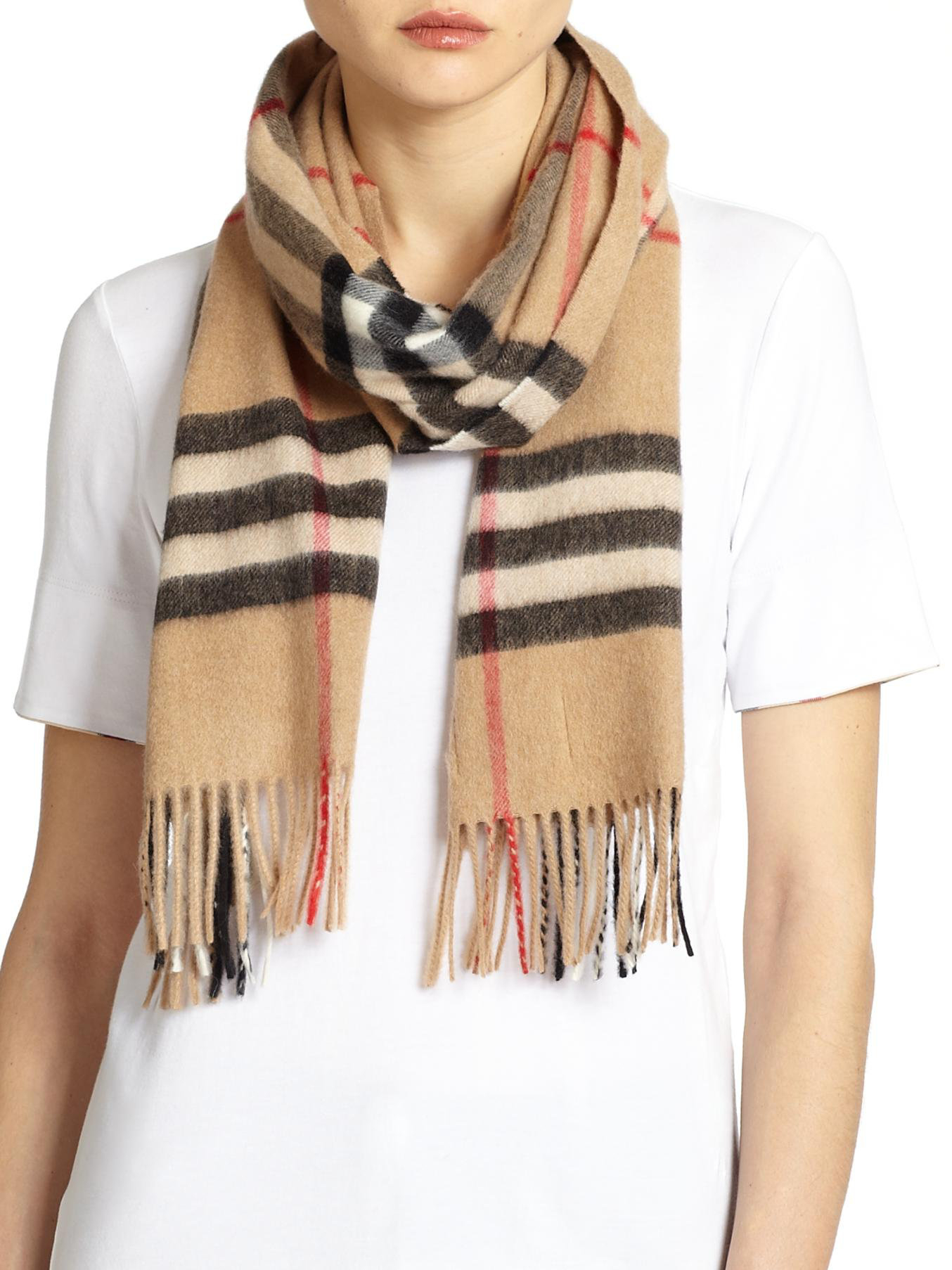 Lyst - Burberry Giant Check Cashmere Scarf in Natural