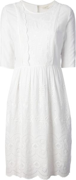 Vanessa Bruno Athé Broderie Anglaise Dress in White | Lyst