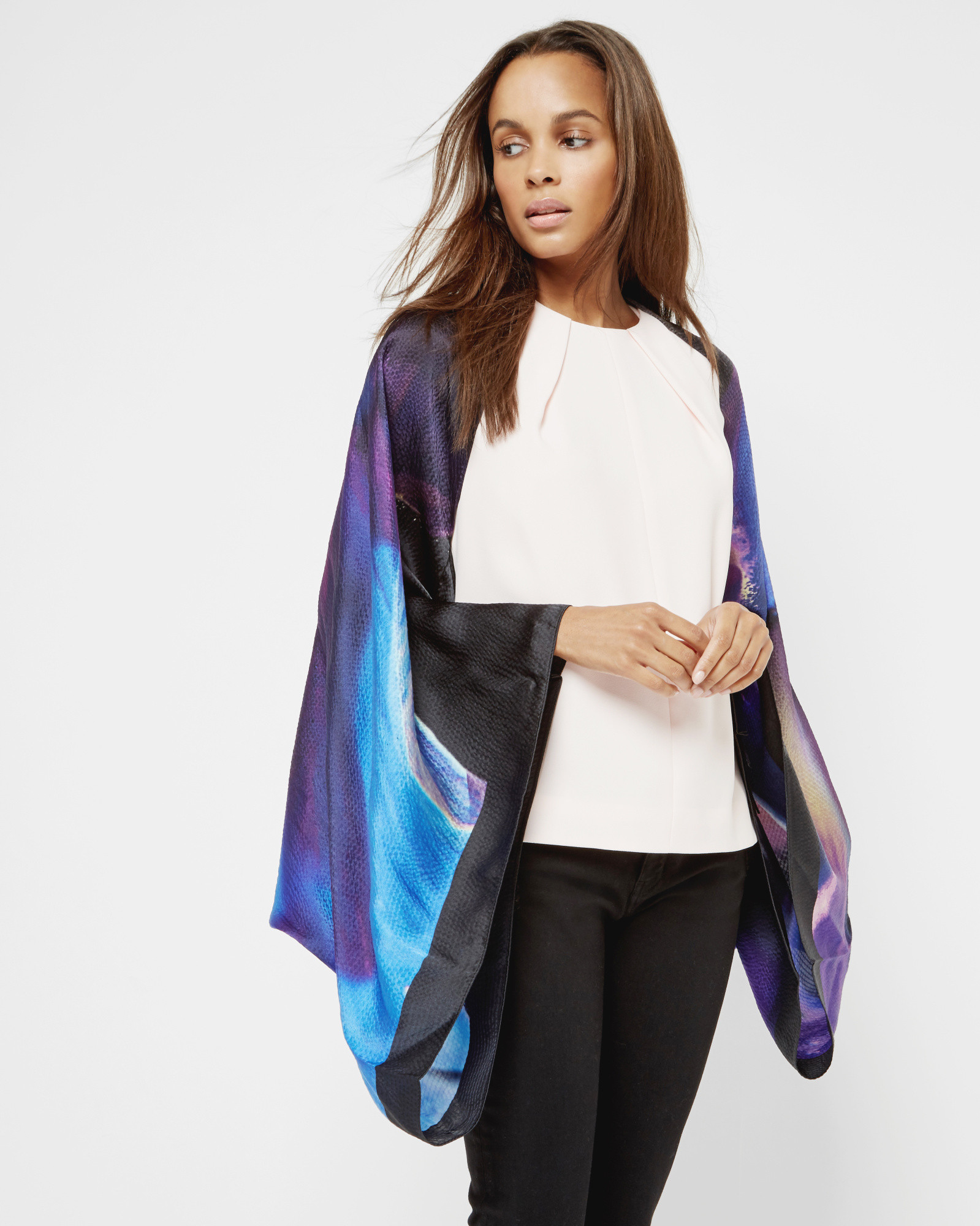 Lyst Ted Baker Cosmic Bloom Silk Cape Scarf in Purple