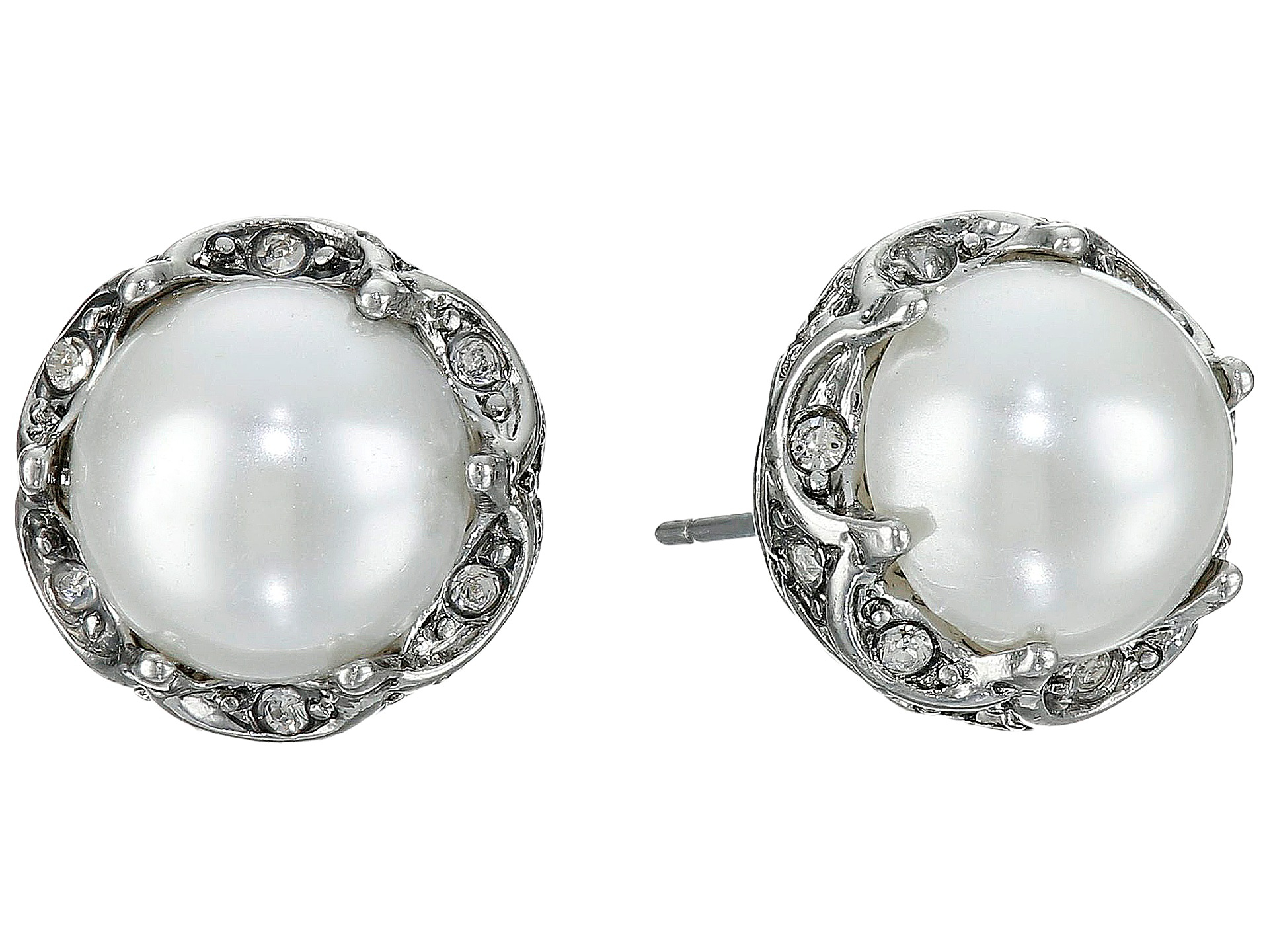 Lyst Betsey Johnson Something New Pearl Stud Earrings In Metallic Gallery