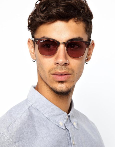 Ray-ban Polarized Clubmaster Sunglasses in Brown for Men | Lyst